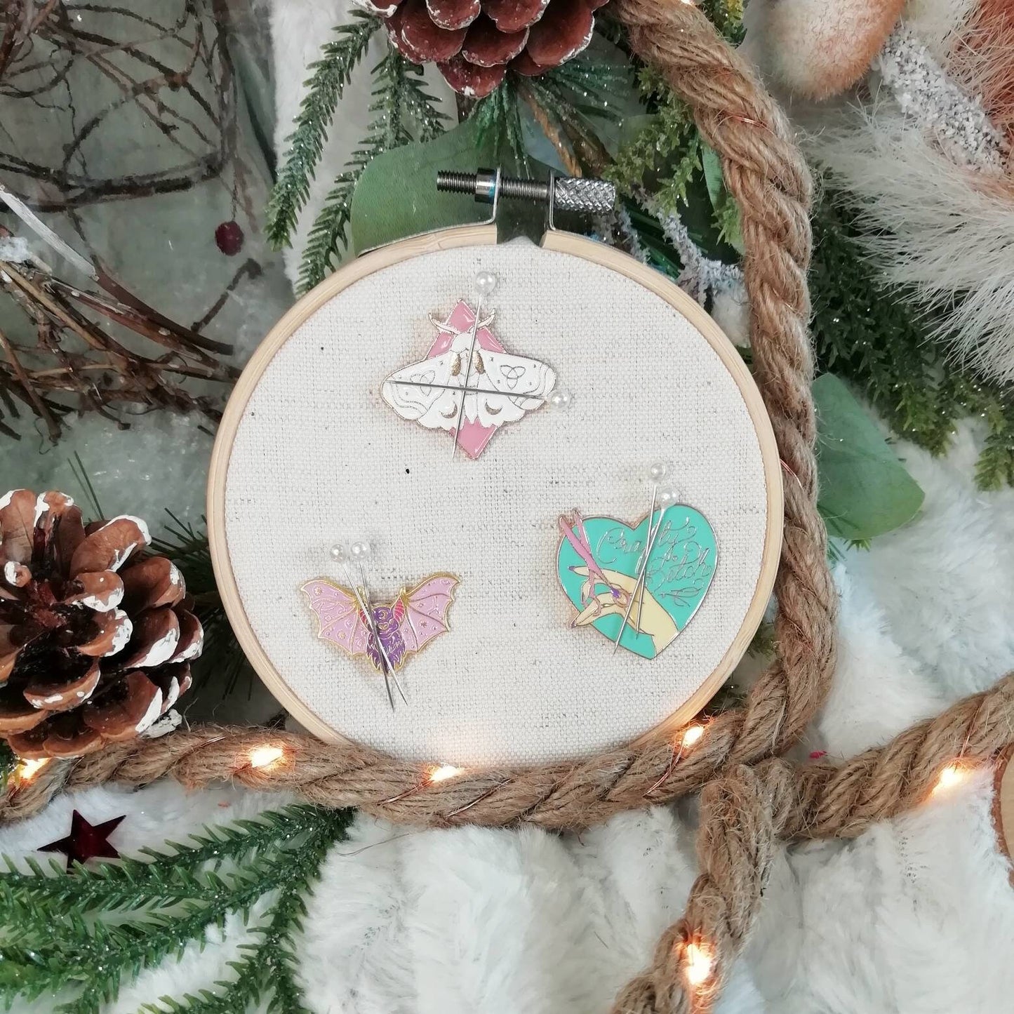 Magnetic needle holder / needle minder "Crafty b*tch", "Bat", "Moth"