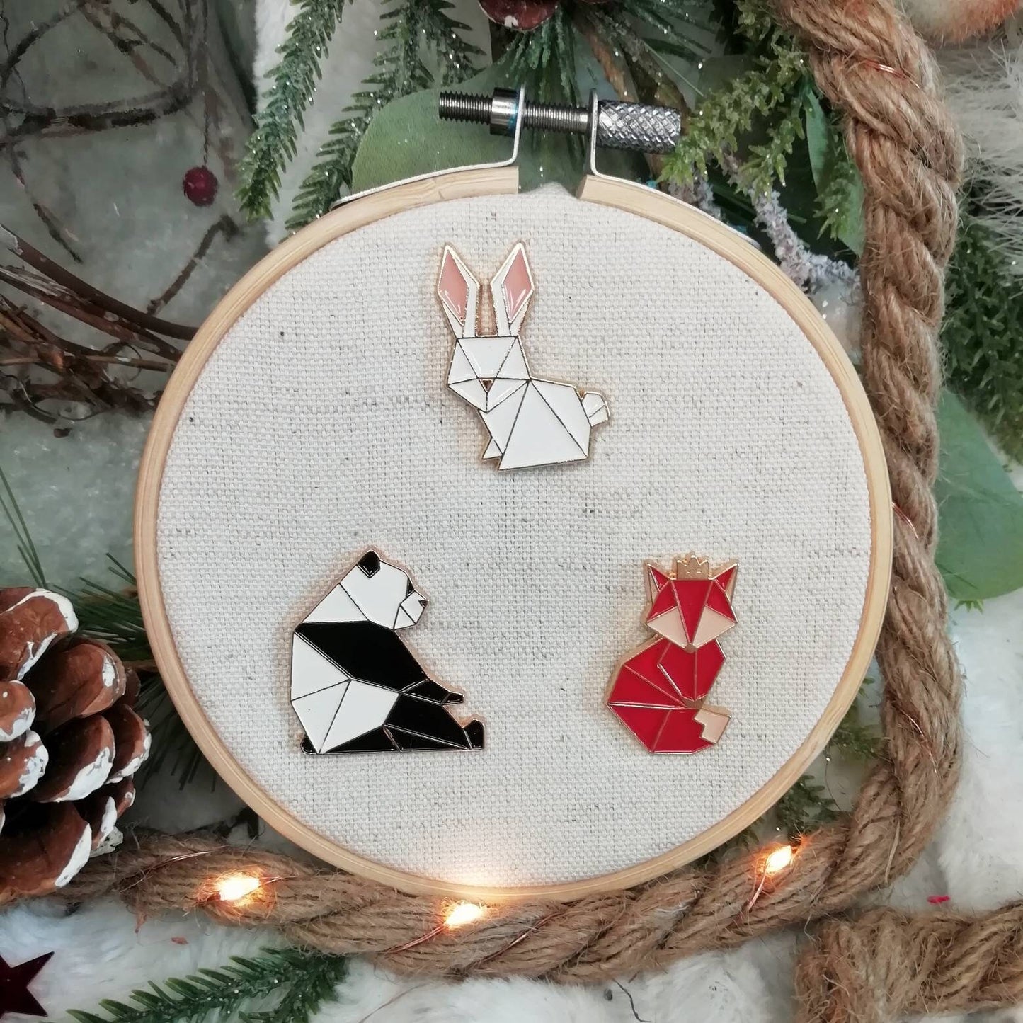 Magnetic needle holder / needle minder "Origami panda", "Origami fox", "Origami rabbit"