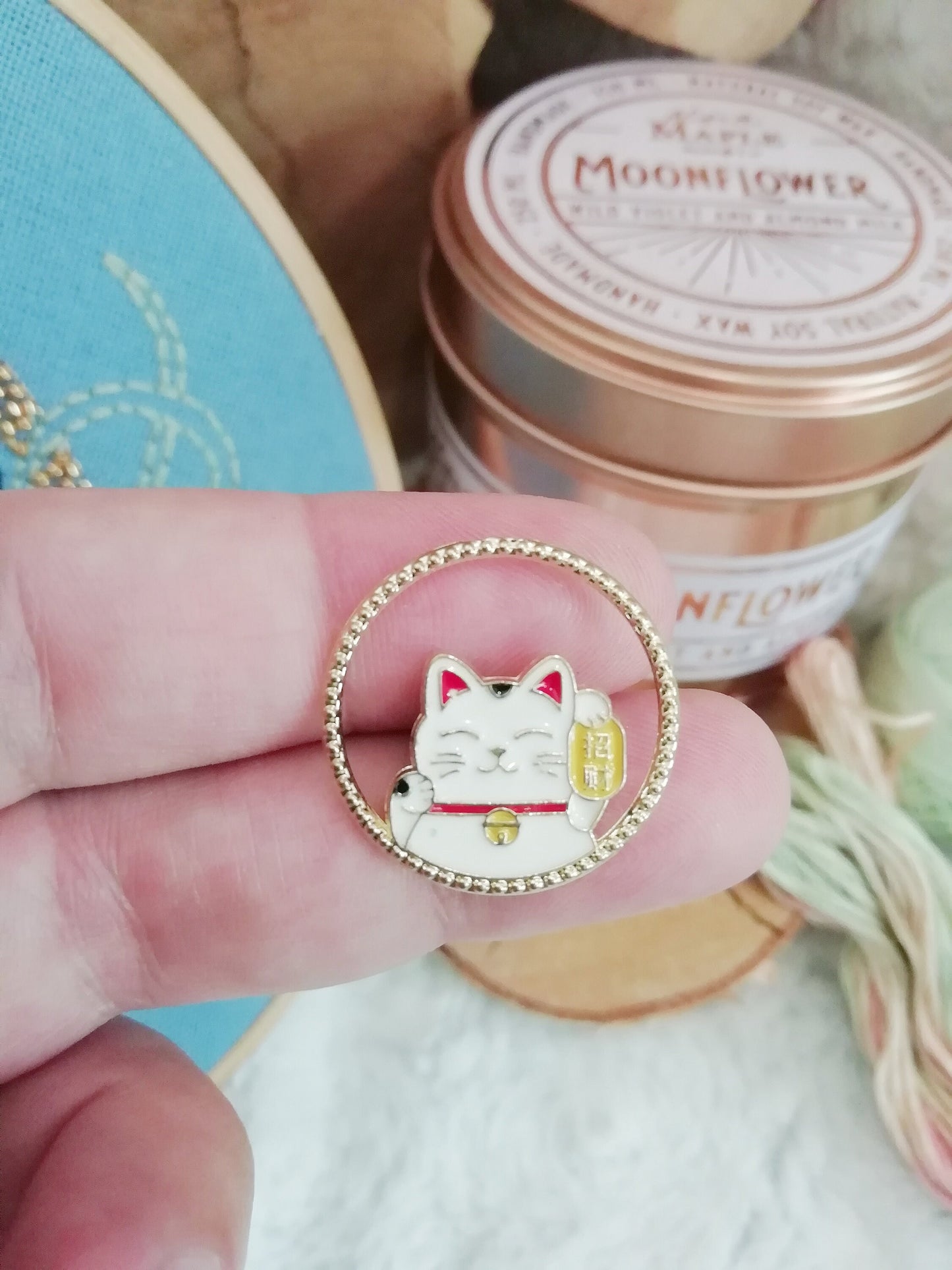 Magnetic needle holder for embroidery "Fox", "Maneki neko", "Frog"
