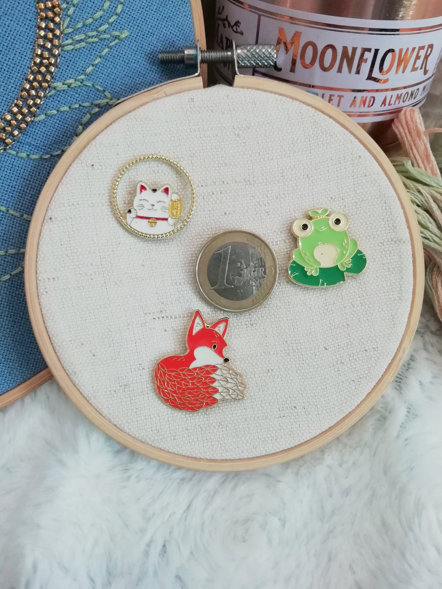 Magnetic needle holder for embroidery "Fox", "Maneki neko", "Frog"