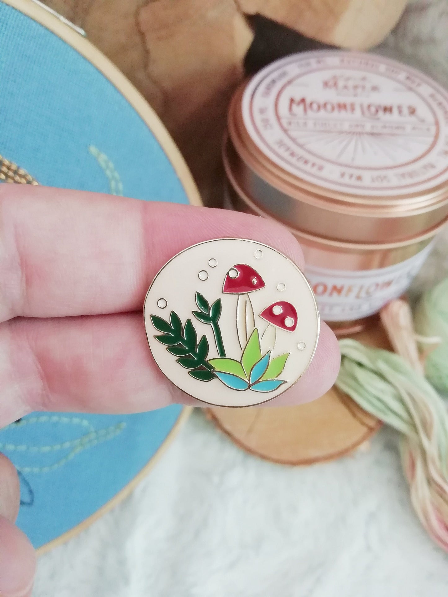 Magnetic needle holder for embroidery "Butterfly and mushroom", "Mushrooms"