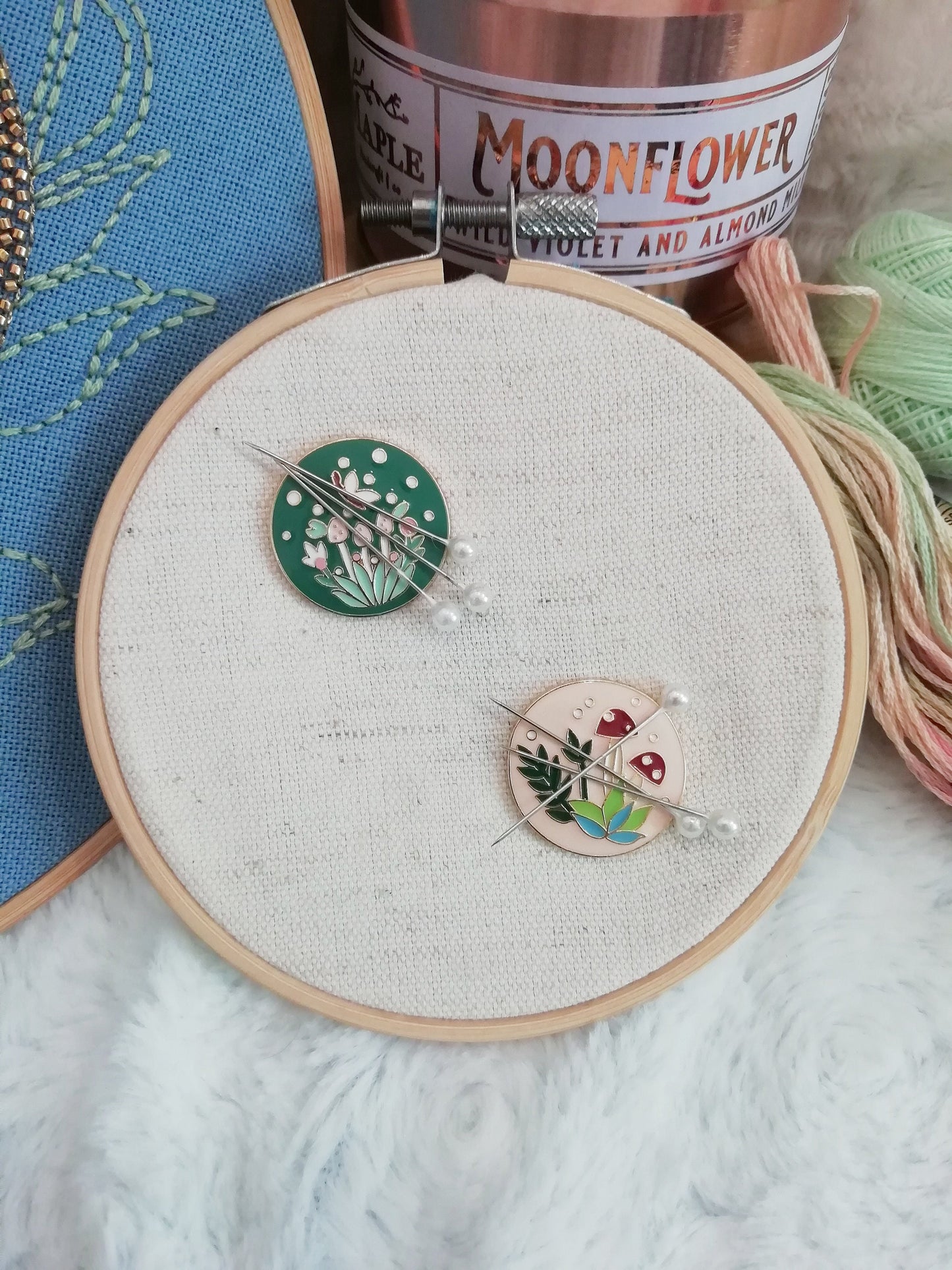 Magnetic needle holder for embroidery "Butterfly and mushroom", "Mushrooms"