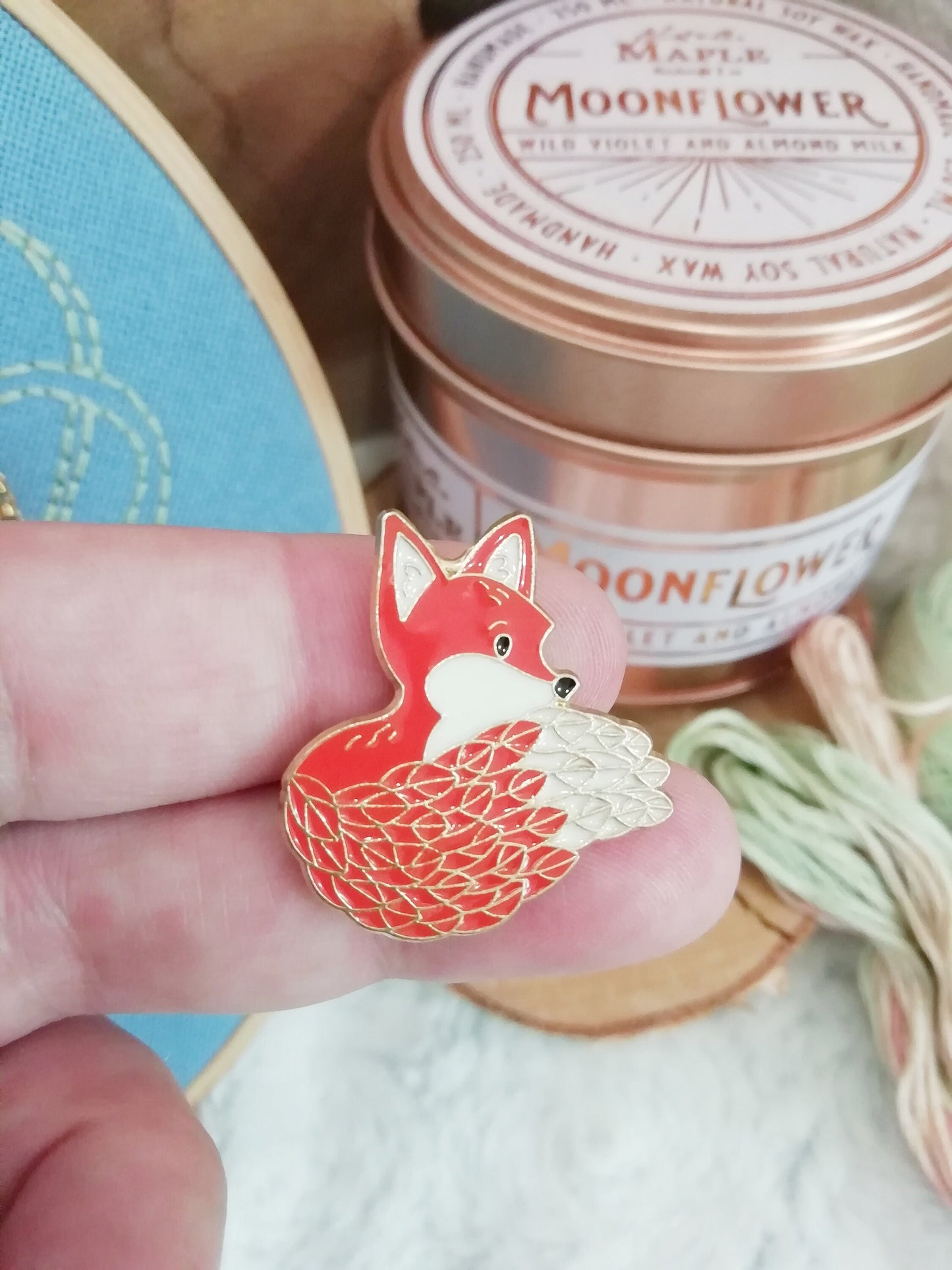 Magnetic needle holder for embroidery "Fox", "Maneki neko", "Frog"