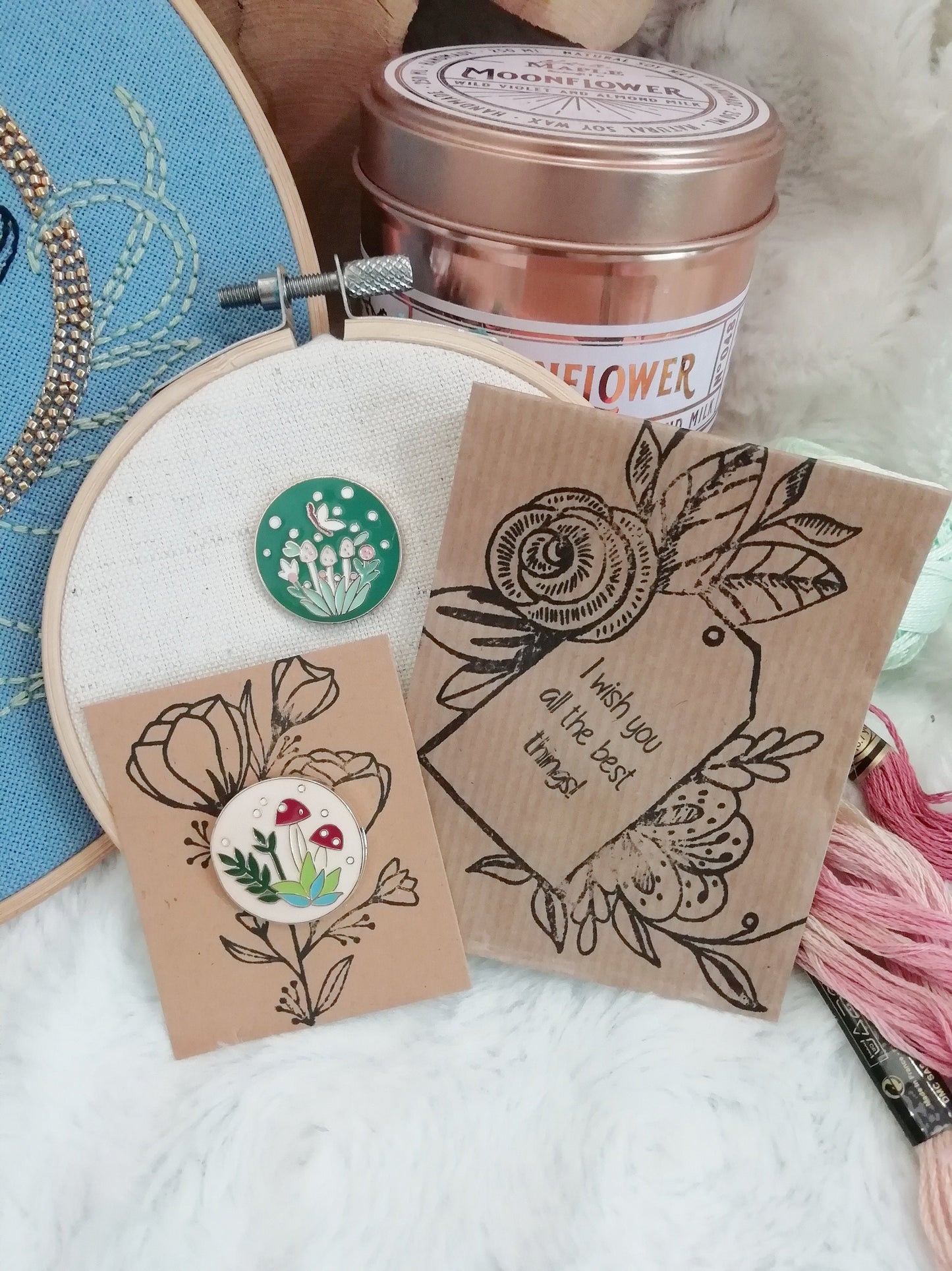 Magnetic needle holder for embroidery "Butterfly and mushroom", "Mushrooms"