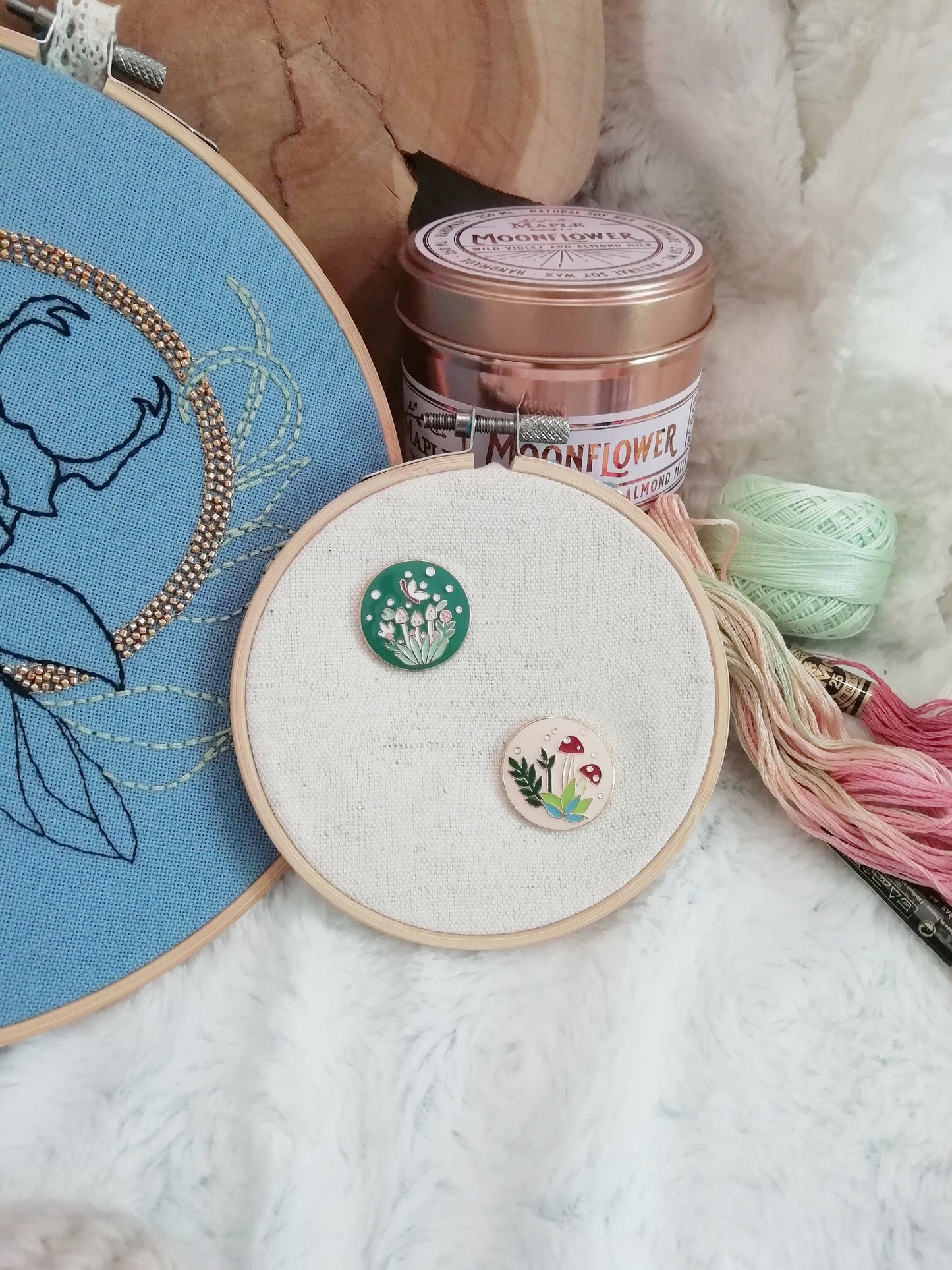Magnetic needle holder for embroidery "Butterfly and mushroom", "Mushrooms"