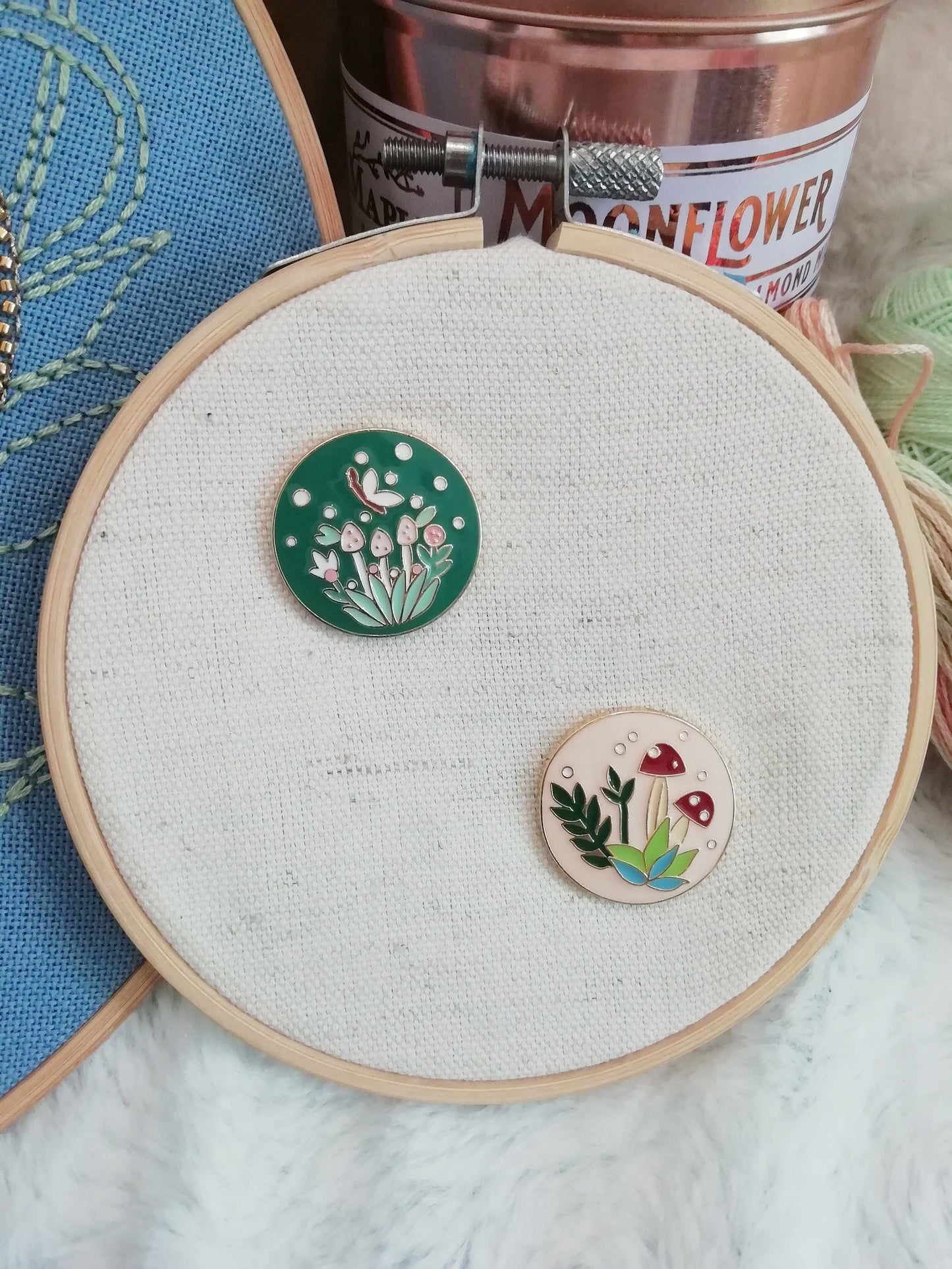 Magnetic needle holder for embroidery "Butterfly and mushroom", "Mushrooms"