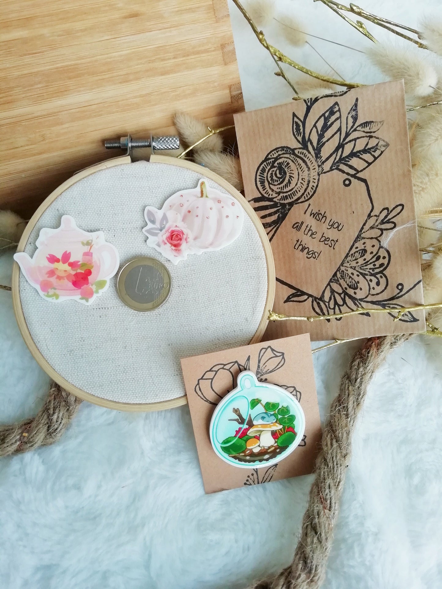 Magnetic needle holder / needle minder "Theiere sakura", "Pumpkin romance" or "Autumn terrarium"