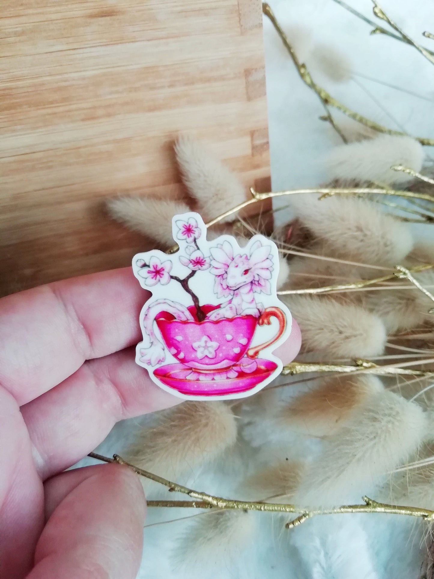 Magnetic needle holder / needle minder "Dragon tea", "Cat and peony"