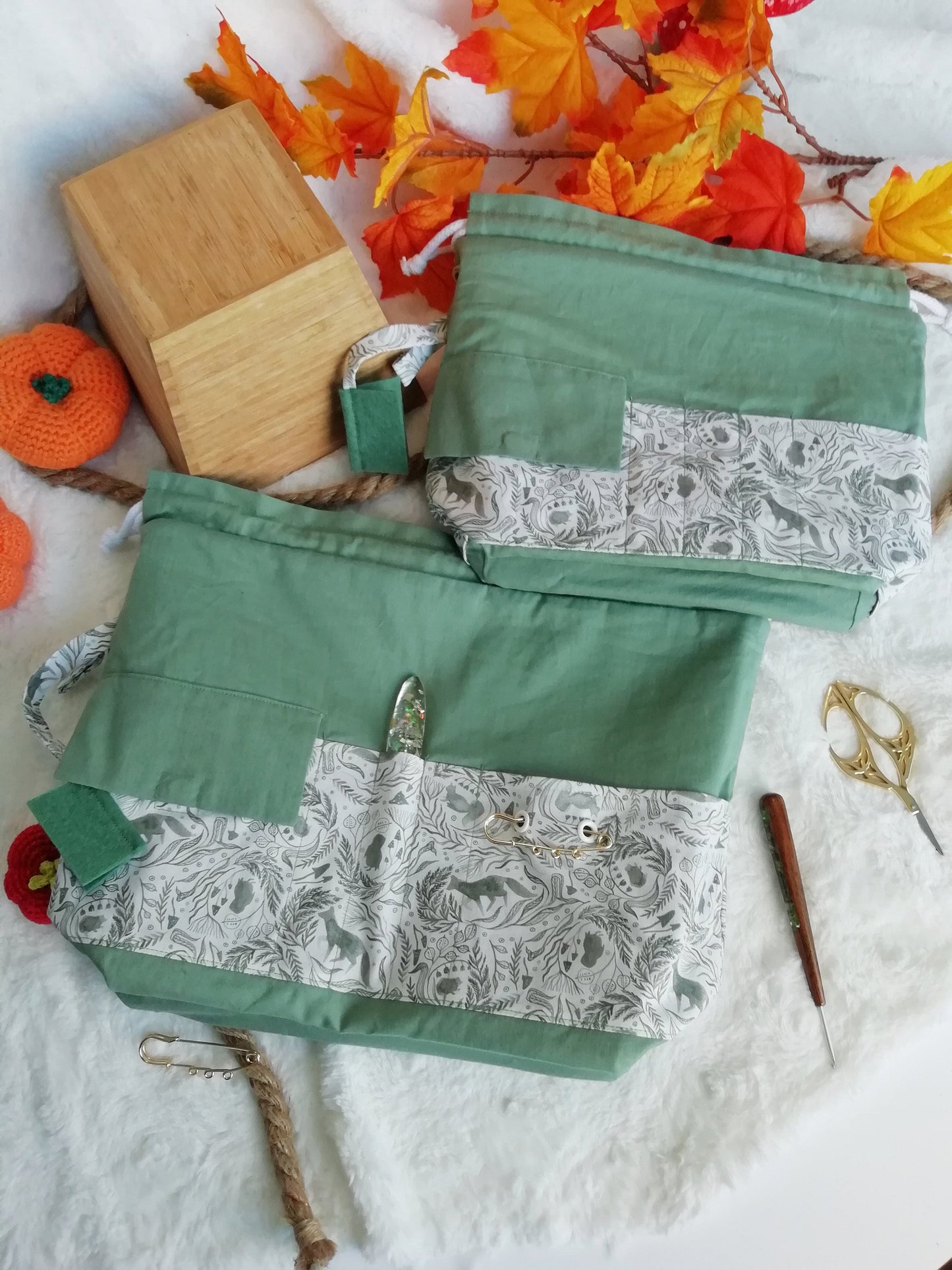 Bag ? “Sage green watercolor” project / bag? in progress