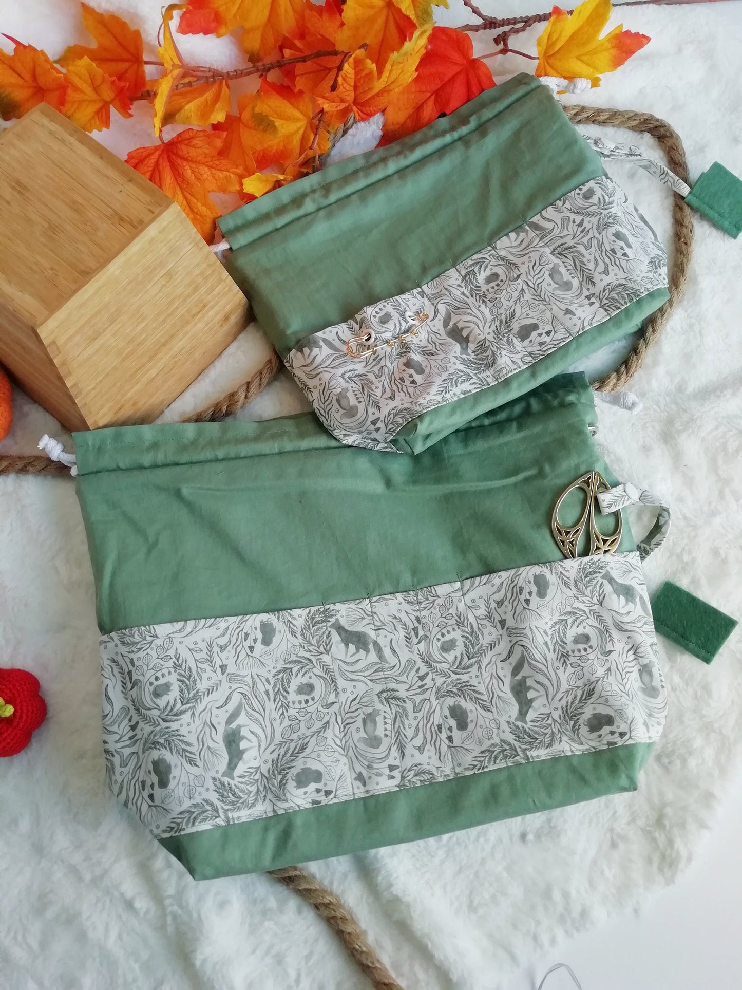 Bag ? “Sage green watercolor” project / bag? in progress