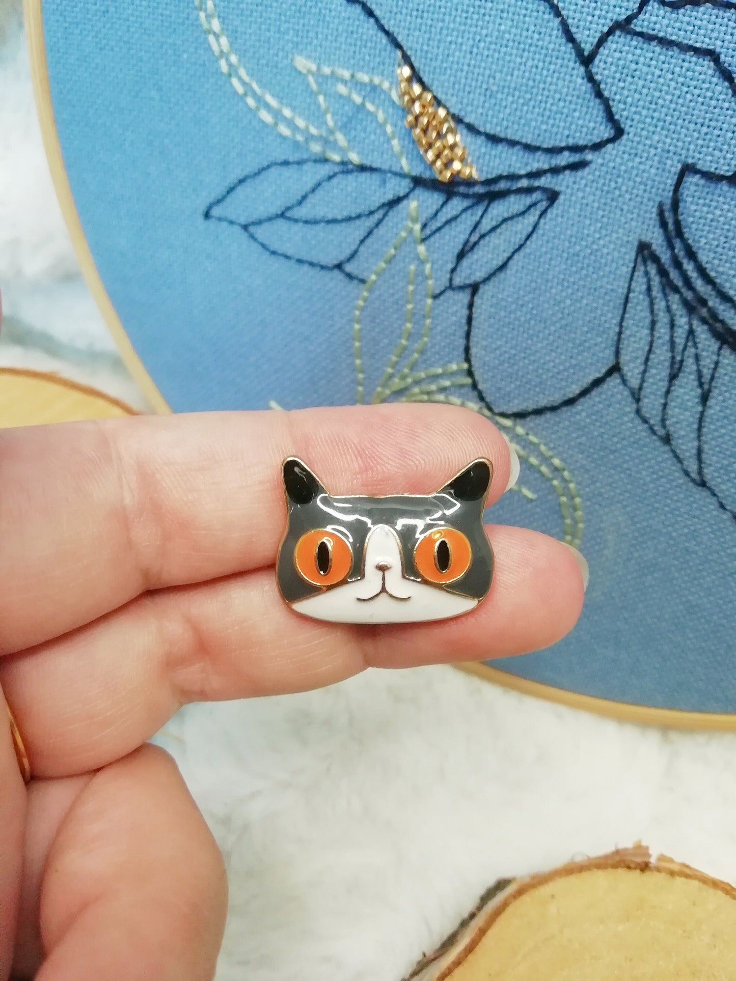 Magnetic needle holder for embroidery "BubbleCat", "Red cat" and "Grey and white cat"