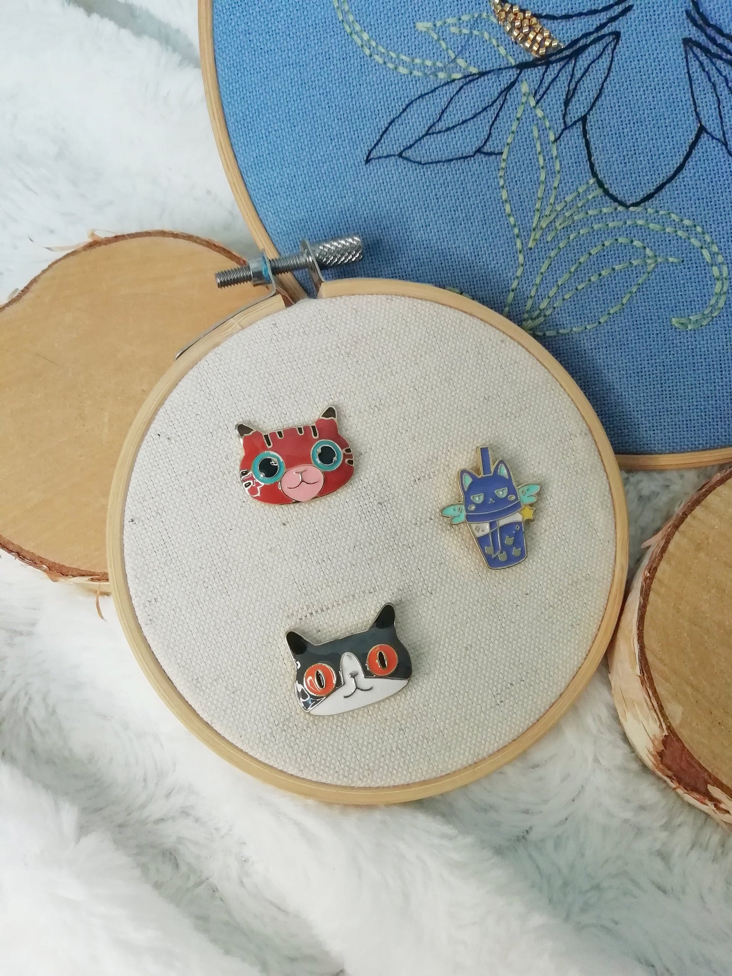 Magnetic needle holder for embroidery "BubbleCat", "Red cat" and "Grey and white cat"