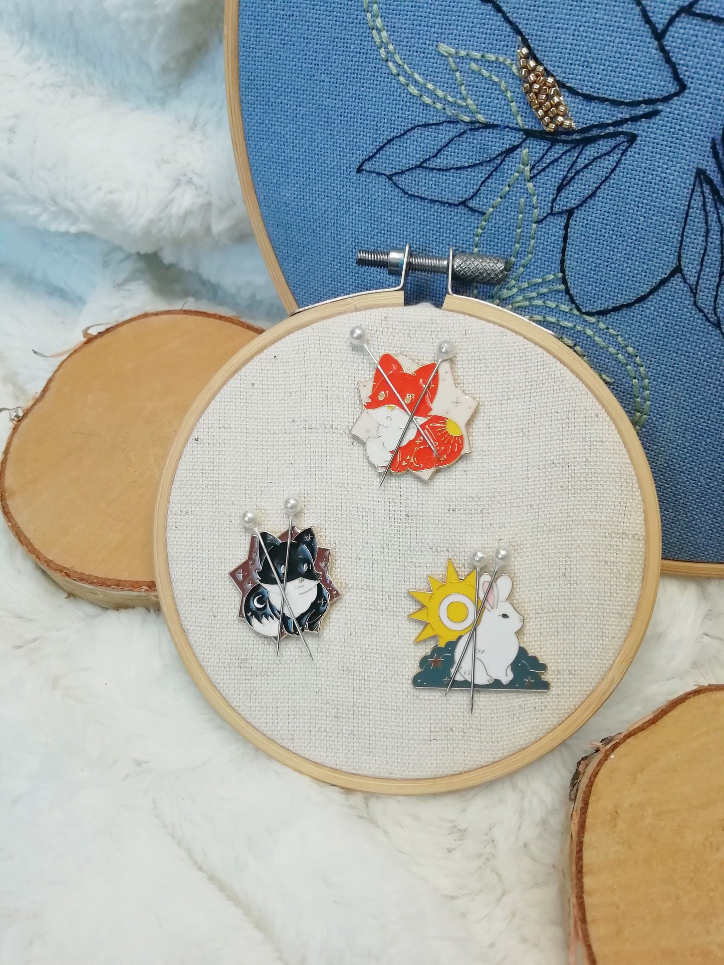 Magnetic needle holder for embroidery "Day Fox", "Night Fox" and "Rabbit and Sun"