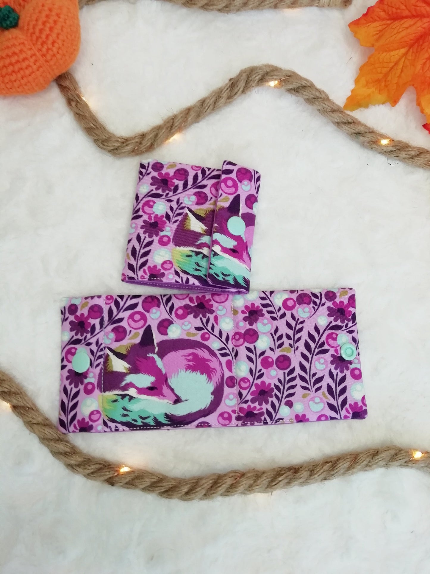 Needlepoint notebook / travel needle holder "Leaping Squirrel", "Sleeping Fox" and "Dragons"