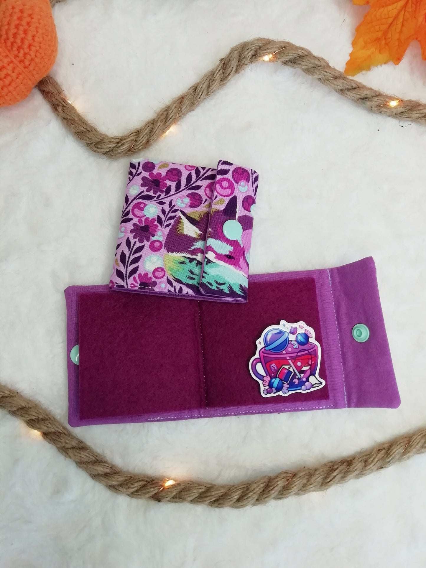 Needlepoint notebook / travel needle holder "Leaping Squirrel", "Sleeping Fox" and "Dragons"