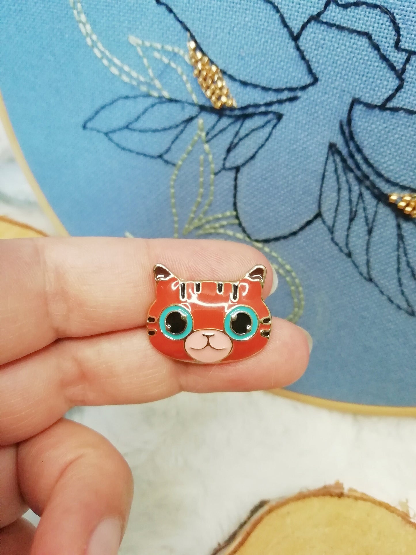 Magnetic needle holder for embroidery "BubbleCat", "Red cat" and "Grey and white cat"
