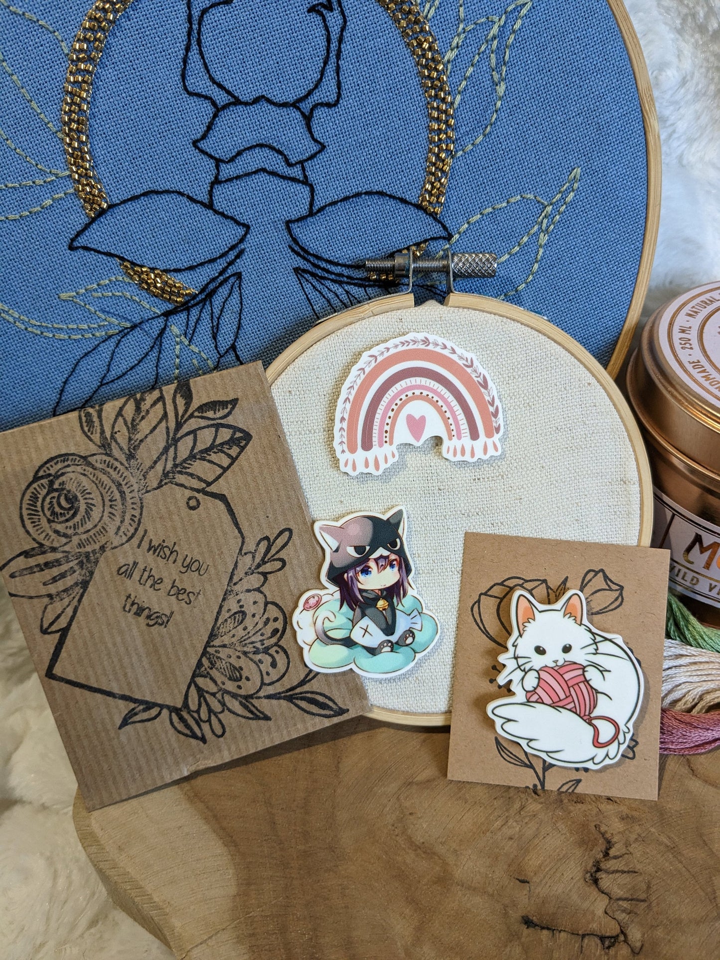 Magnetic needle holder / needle minder "Rainbow", "Cat and ball" or "Cat girl"