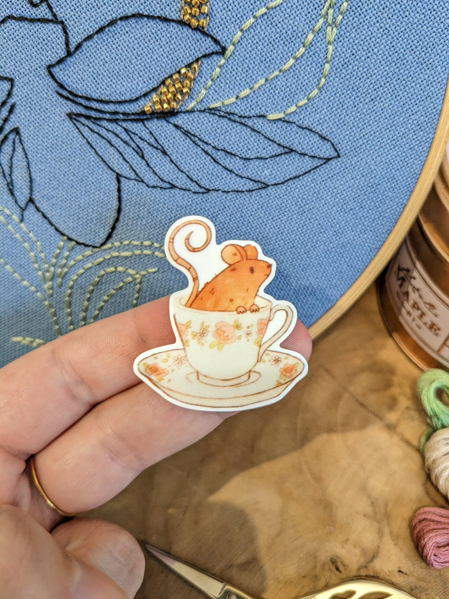 Magnetic needle holder / needle minder "Tea service", "Cup and padlock" or "Mouse"