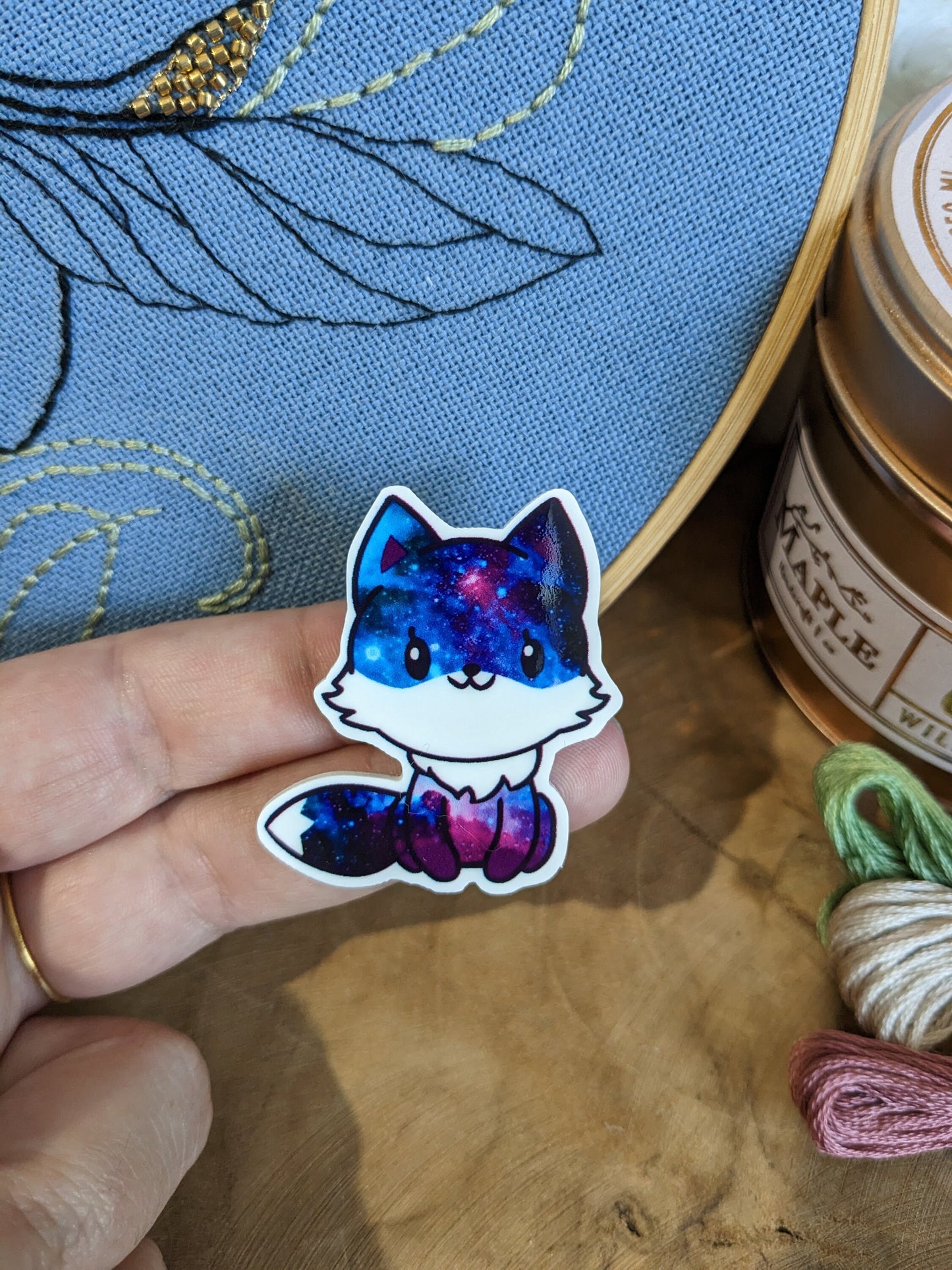 Magnetic needle holder / needle minder "White Kitsune", "Galaxy Fox" or "Fox and bubble tea"