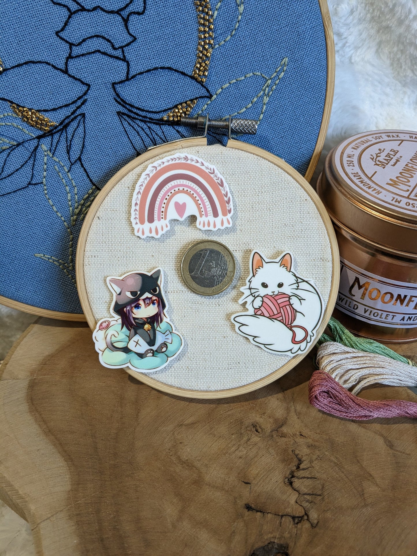 Magnetic needle holder / needle minder "Rainbow", "Cat and ball" or "Cat girl"