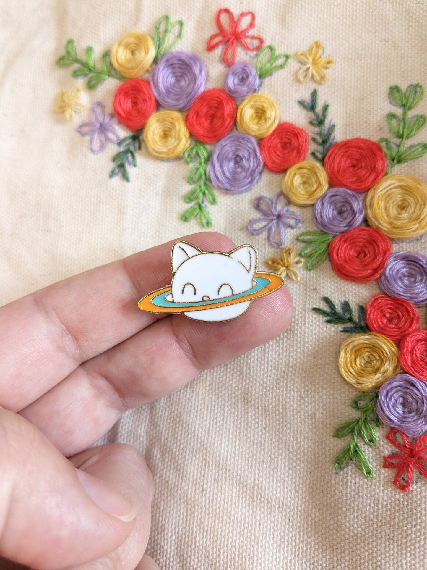 Magnetic needle holder for embroidery "White Rabbit and Moon", "Rabbit and Yellow Moon", "Planet Rabbit" and "Chaturne"