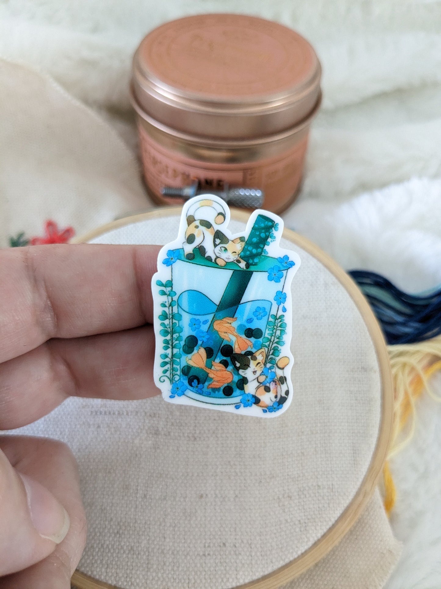 Magnetic needle holder / needle minder "Bubble tea pink", "Bubble tea blue" or "Pocky"