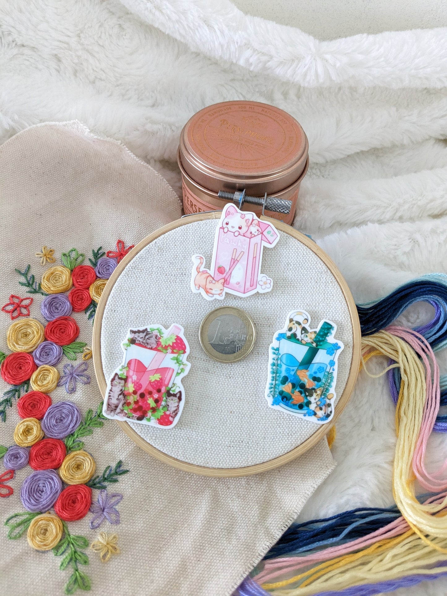 Magnetic needle holder / needle minder "Bubble tea pink", "Bubble tea blue" or "Pocky"