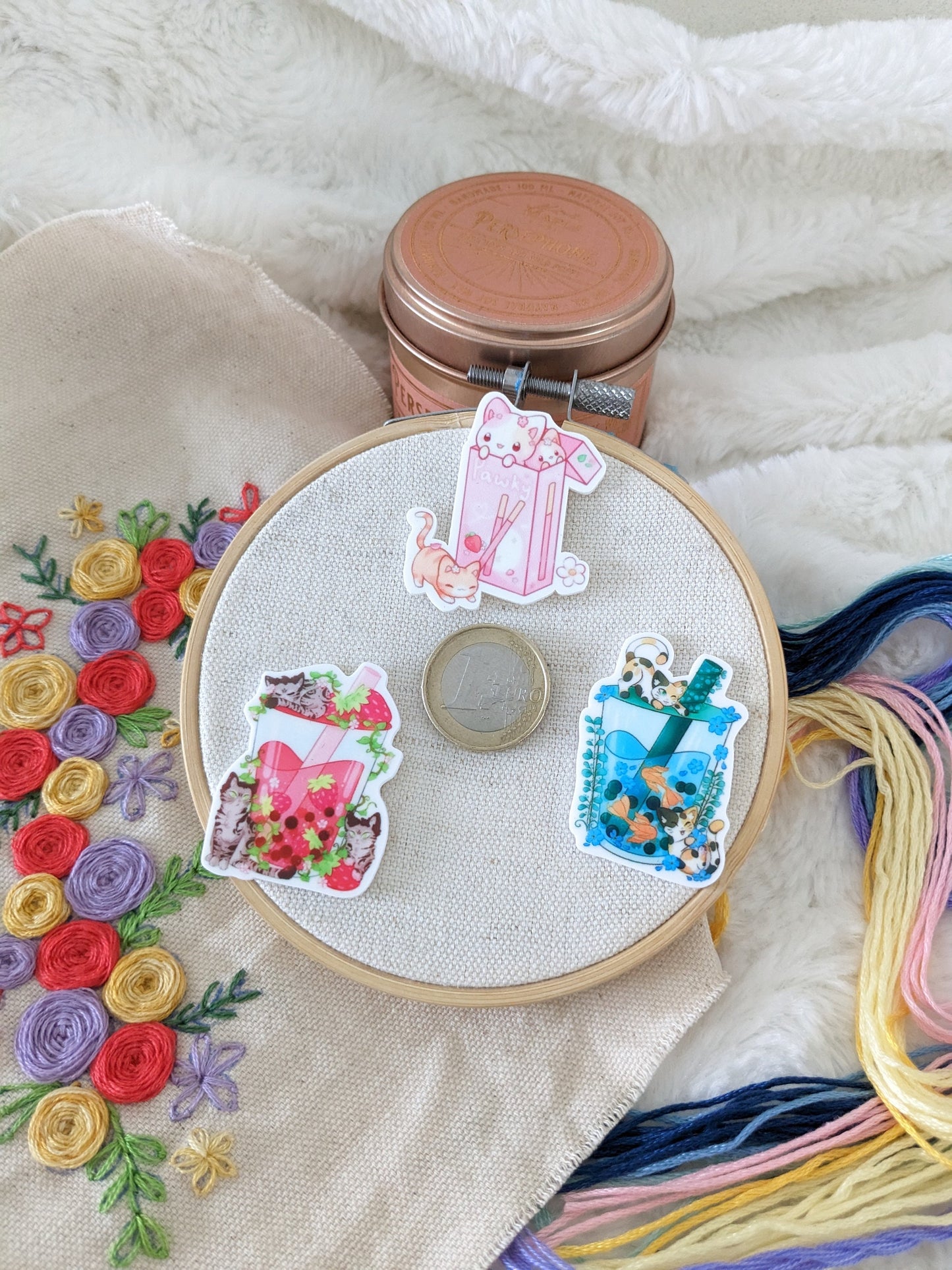Magnetic needle holder / needle minder "Bubble tea pink", "Bubble tea blue" or "Pocky"