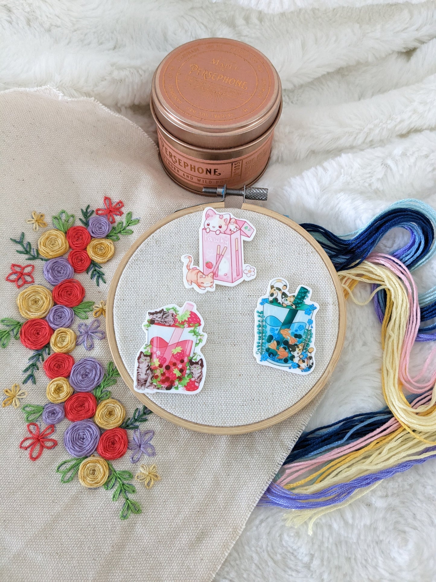 Magnetic needle holder / needle minder "Bubble tea pink", "Bubble tea blue" or "Pocky"
