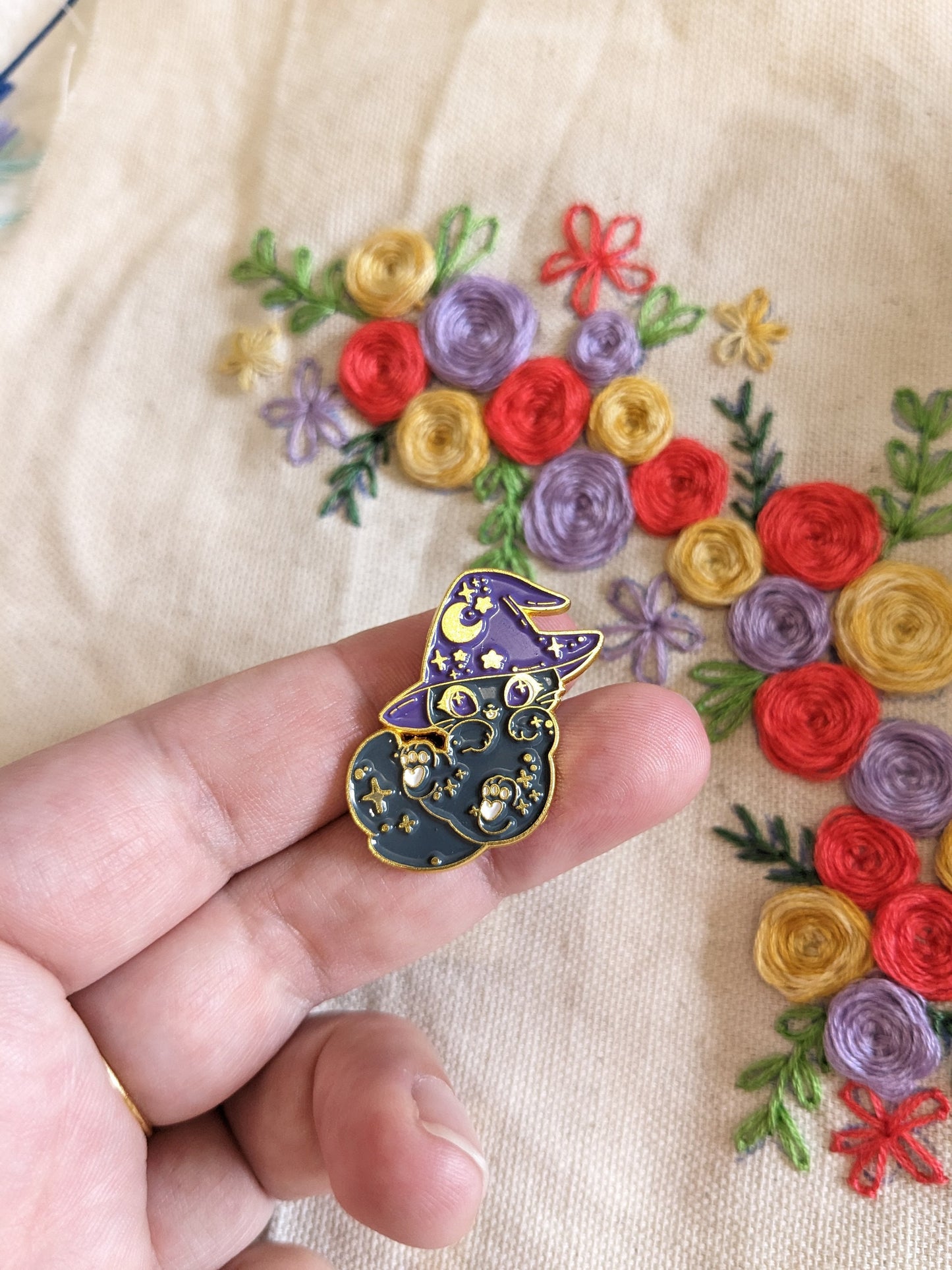 Magnetic needle holder / needle minder "Watermelon cat", "Wizard cat", "Wolf and moon" and "Astronaut cat"