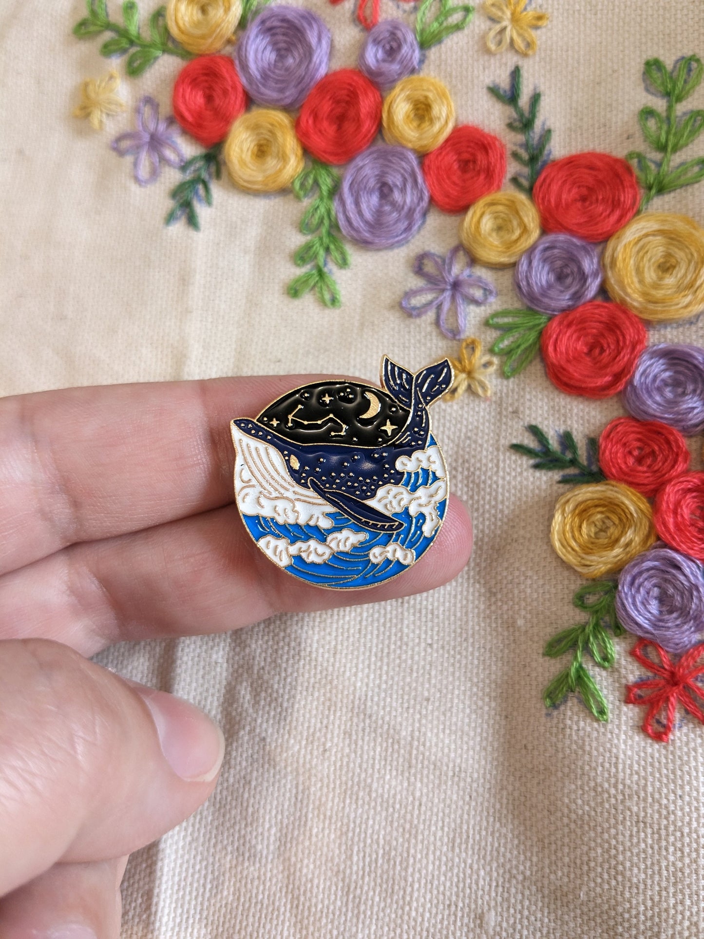 Magnetic needle holder / needle minder "Celestial whale", "Jaws of the sea", "Cloudy cat", "Butterfly cat" or "Bat cat"