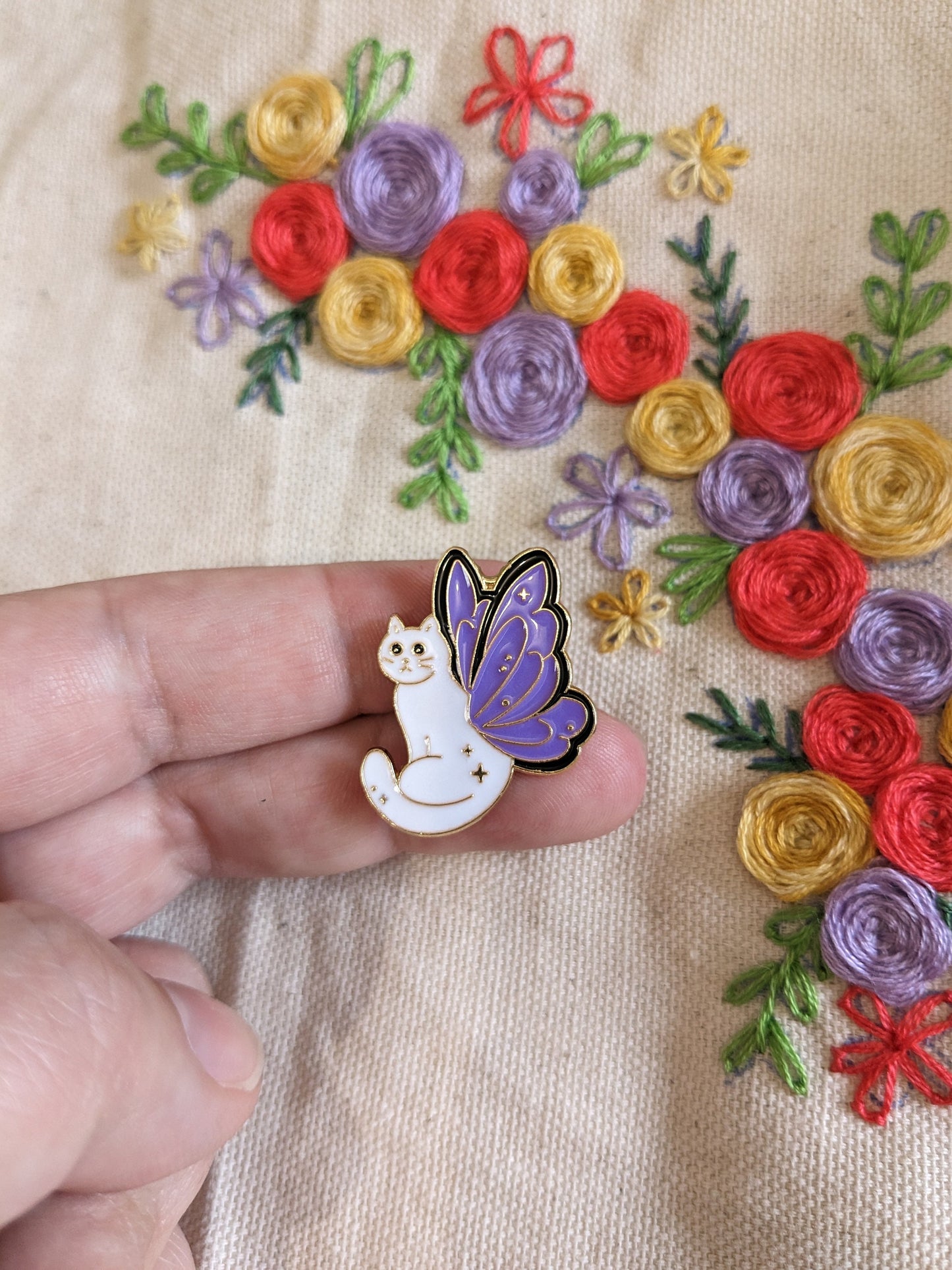 Magnetic needle holder / needle minder "Celestial whale", "Jaws of the sea", "Cloudy cat", "Butterfly cat" or "Bat cat"