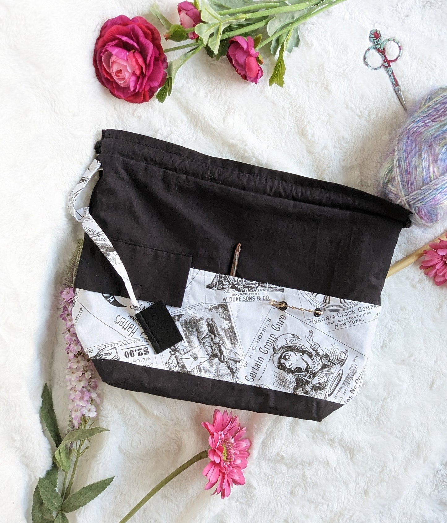 Optimo project bag "Lewis Caroll in wonderland" / knitting and/or crochet work bag
