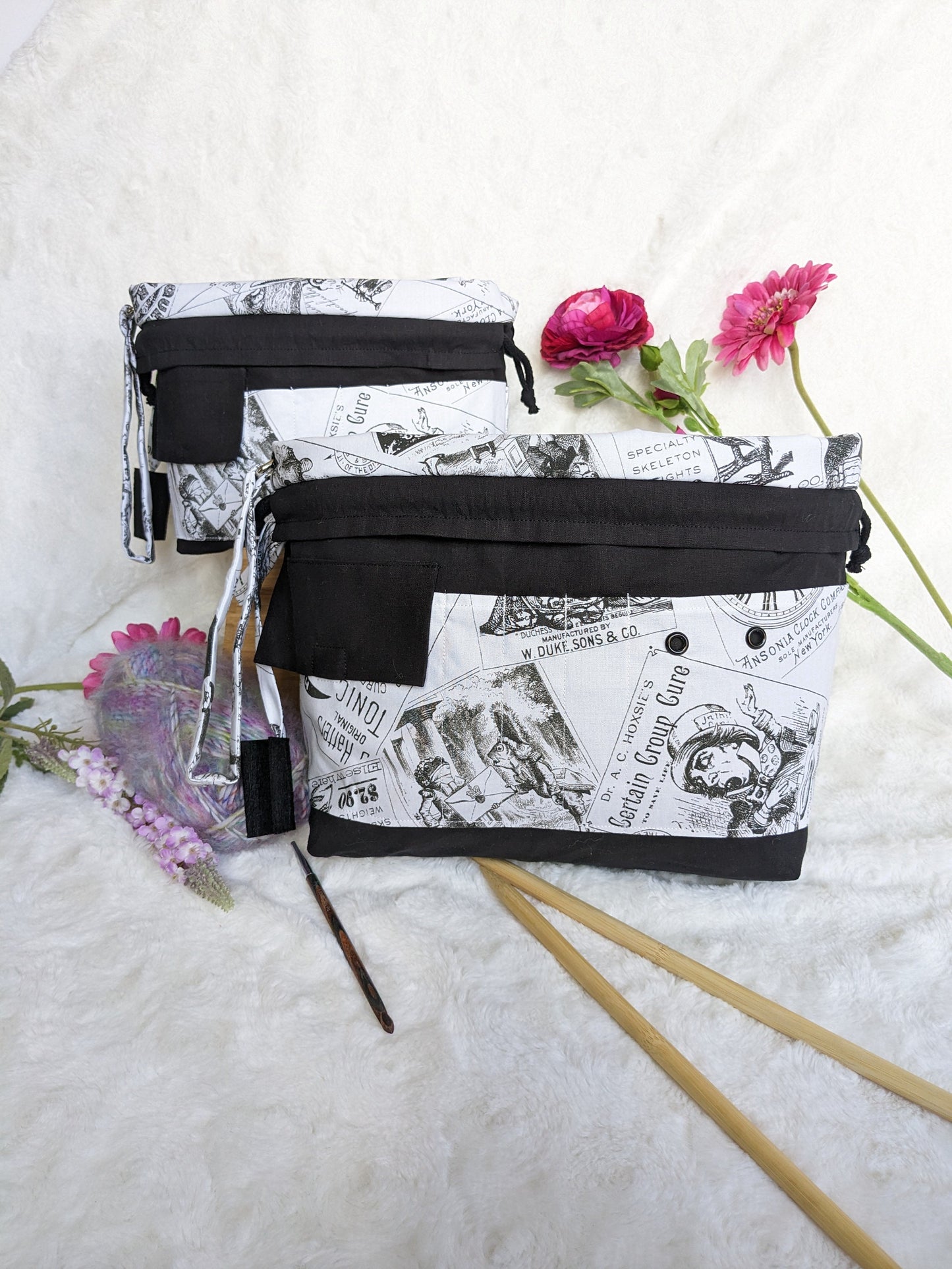Optimo project bag "Lewis Caroll in wonderland" / knitting and/or crochet work bag