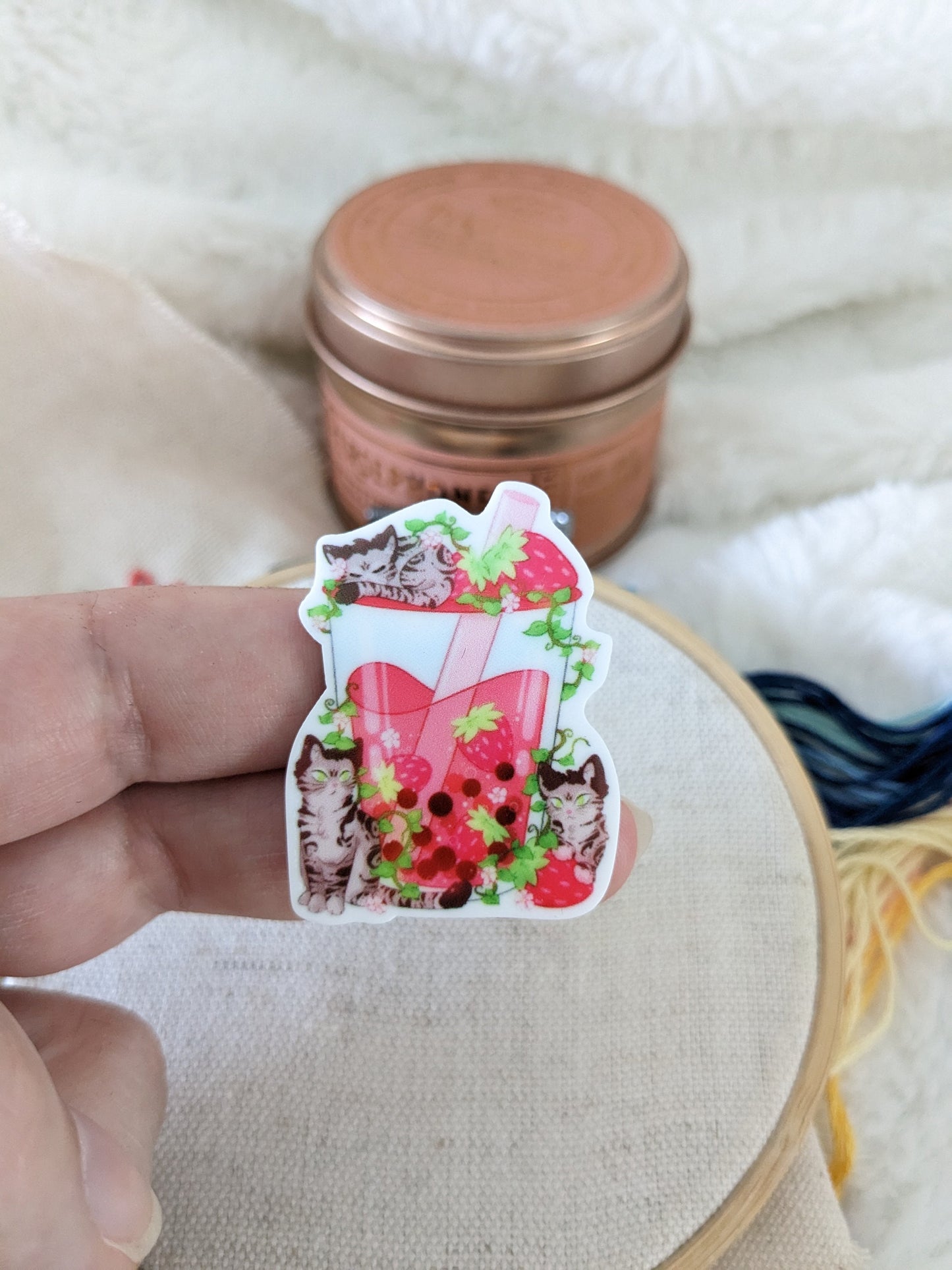 Magnetic needle holder / needle minder "Bubble tea pink", "Bubble tea blue" or "Pocky"