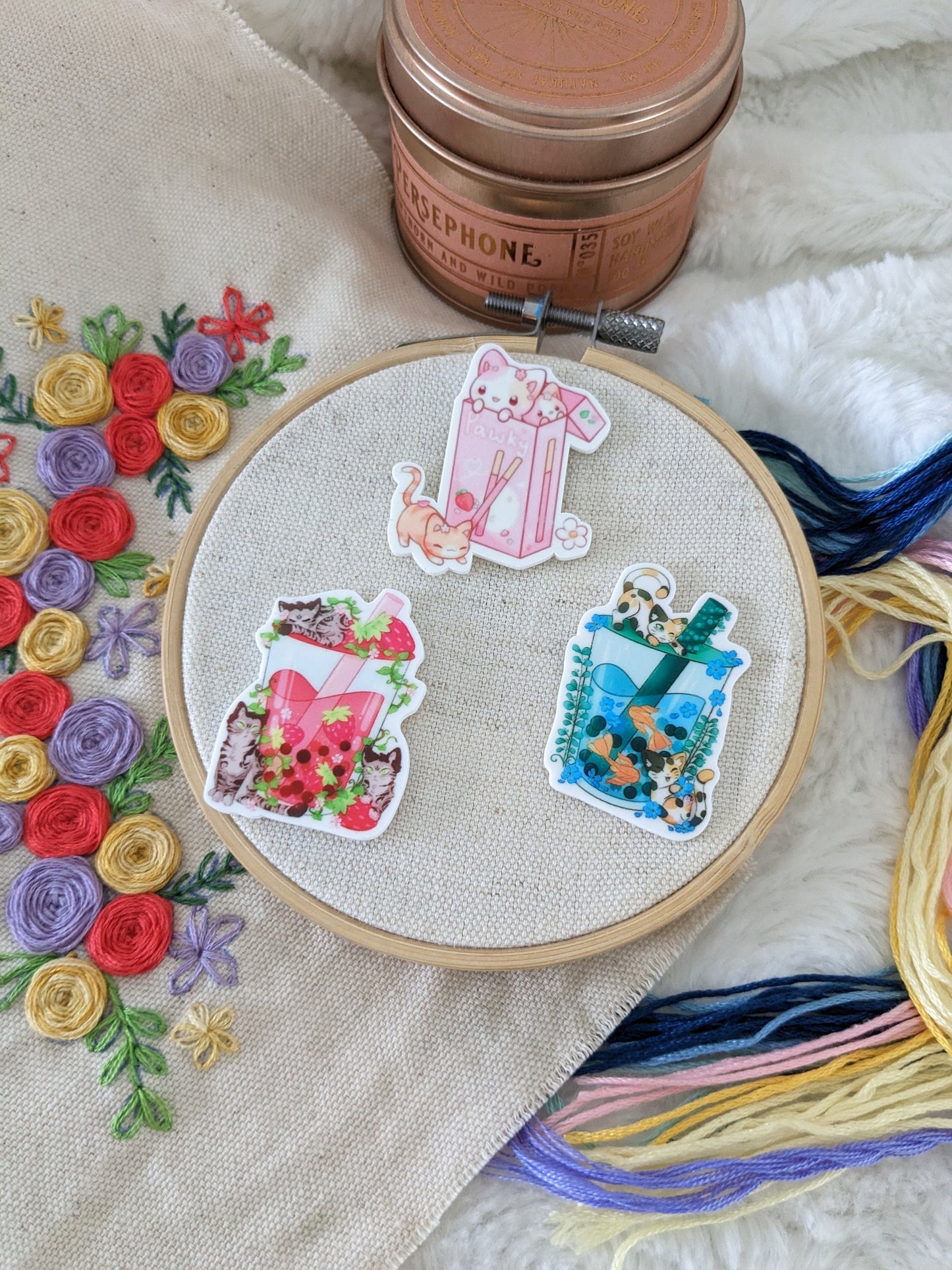 Magnetic needle holder / needle minder "Bubble tea pink", "Bubble tea blue" or "Pocky"