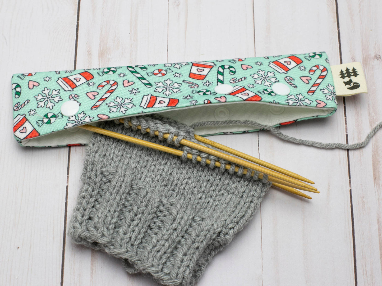 Étui pour aiguilles à chaussettes et DPN, motif Joyeux Noël