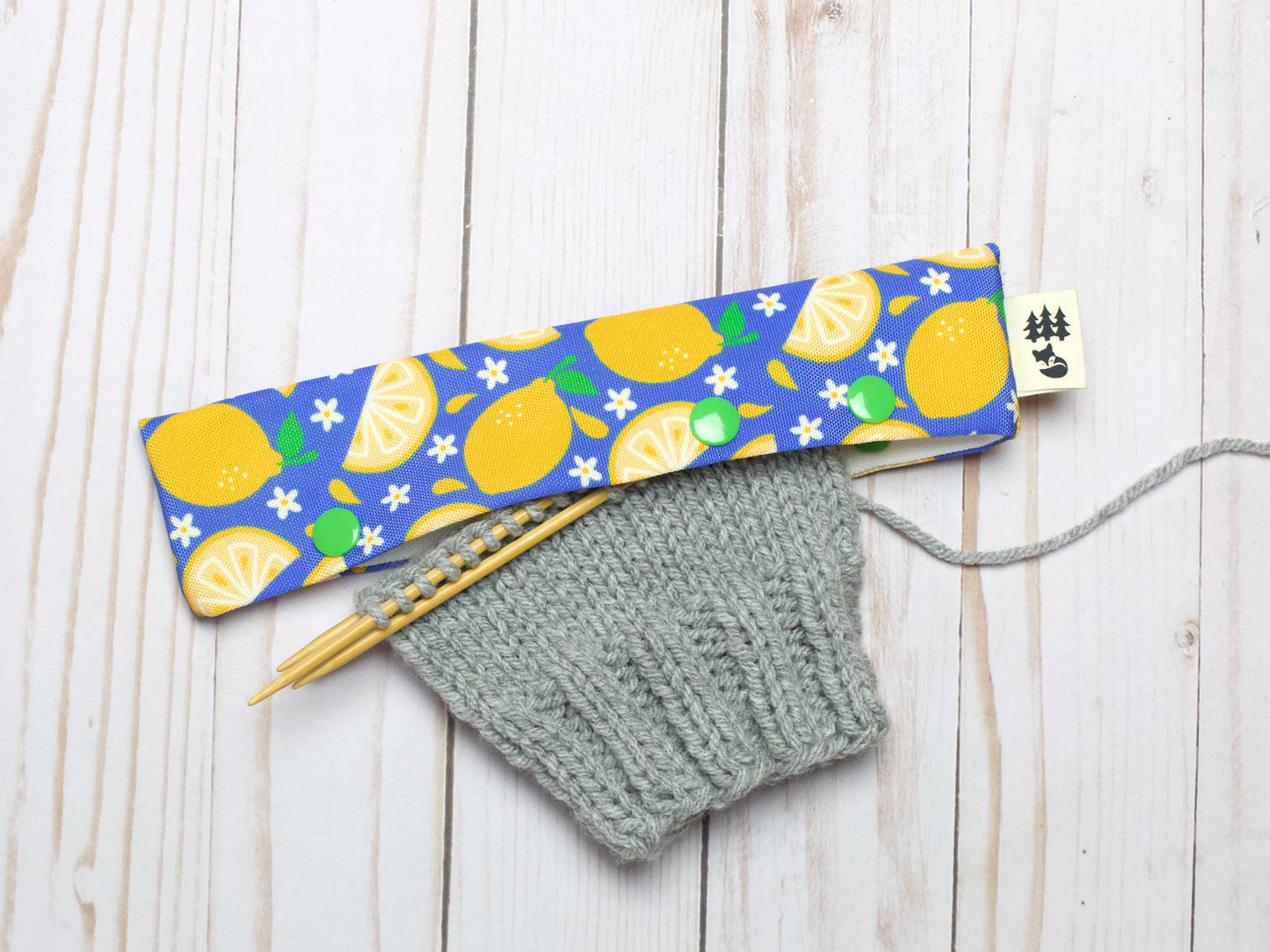 Étui pour aiguilles à chaussettes et DPN motif Citrons