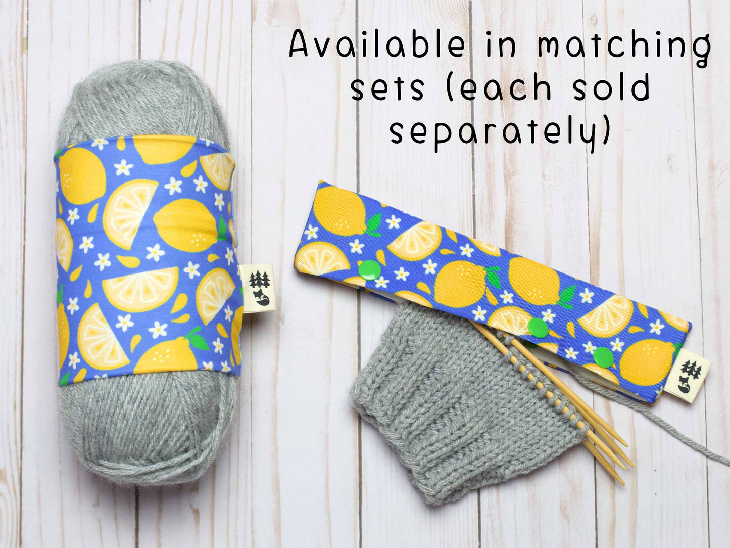 Étui pour aiguilles à chaussettes et DPN motif Citrons