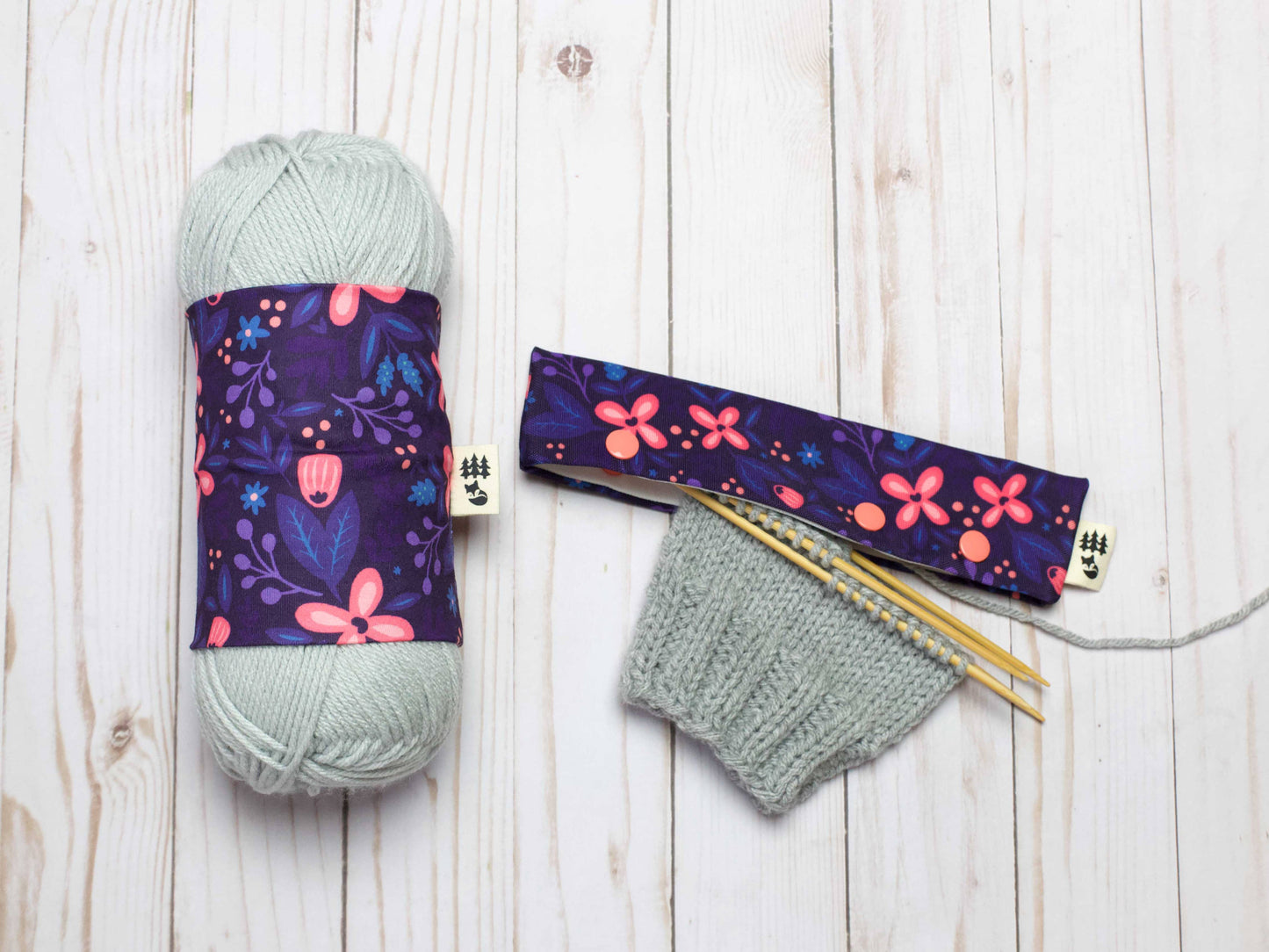 Étui pour aiguilles à chaussettes et DPN, motif Fleurs nocturnes