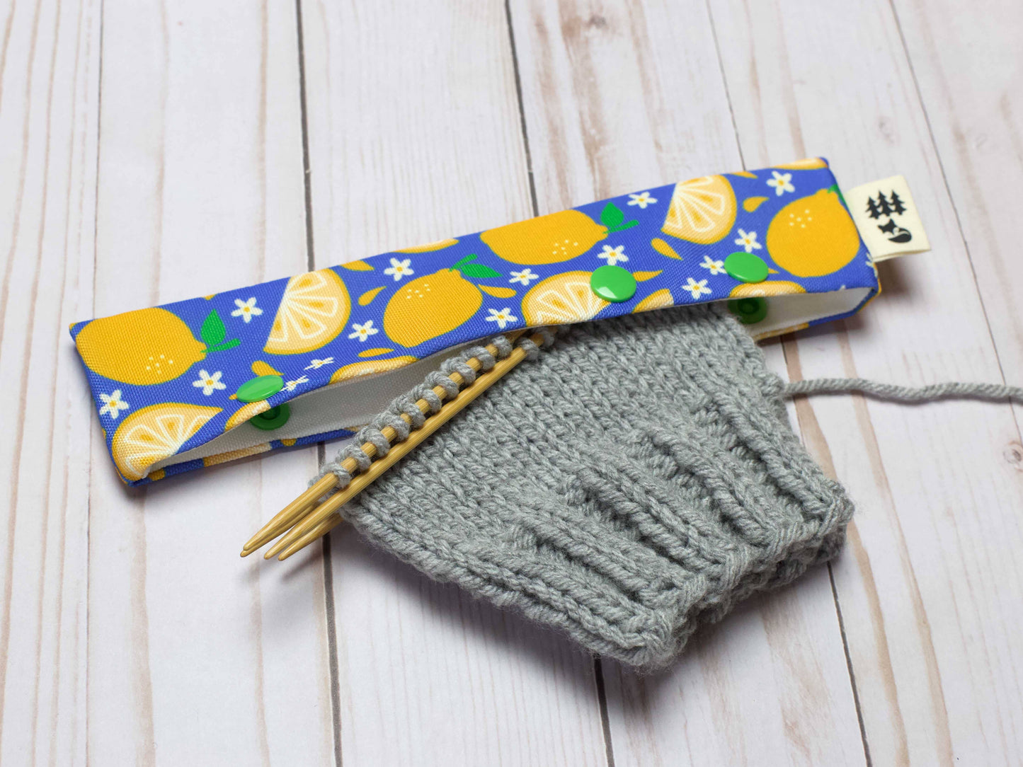 Étui pour aiguilles à chaussettes et DPN motif Citrons