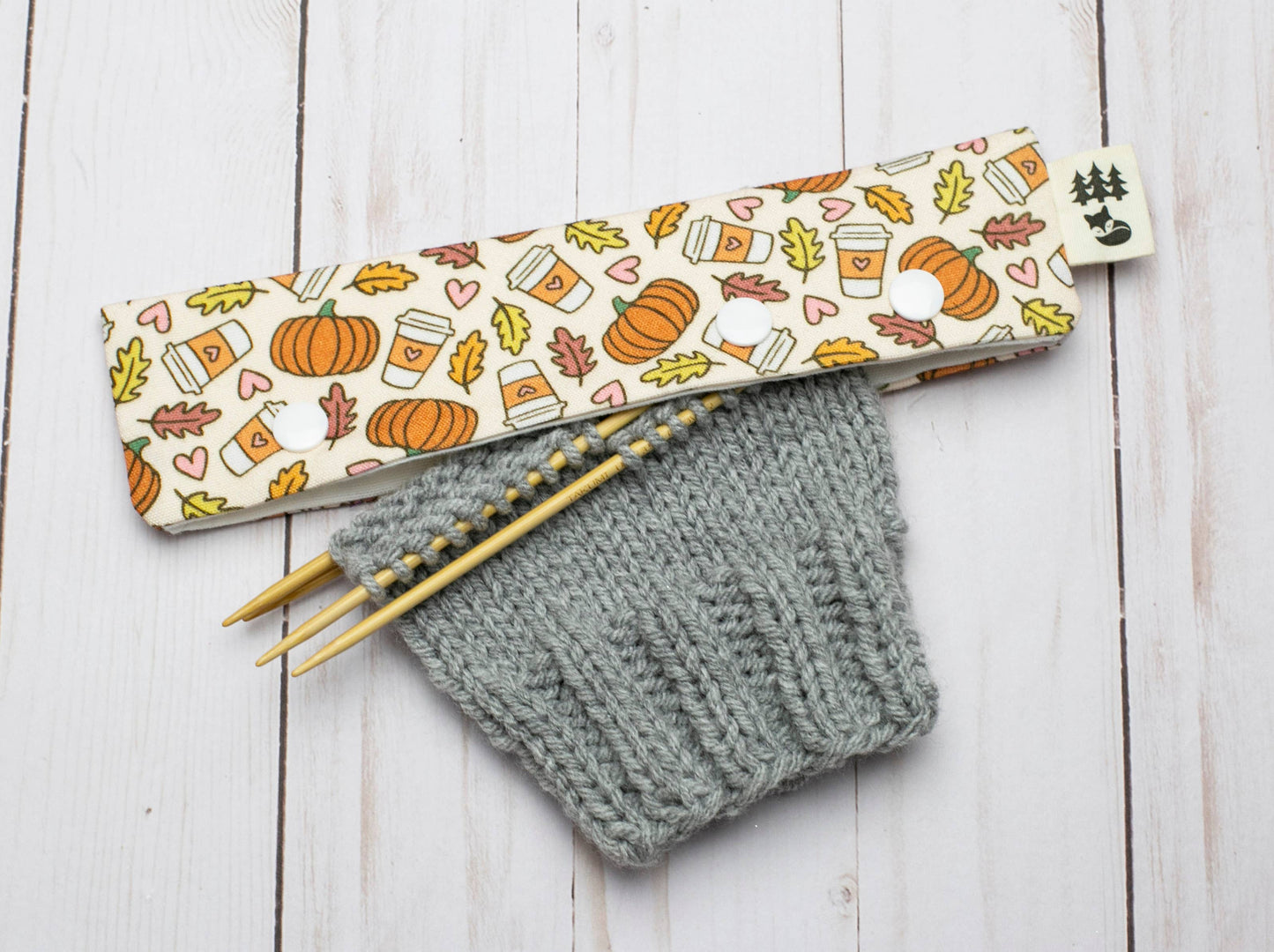 Étui pour aiguilles à chaussettes et DPN motif Saveurs d'automne