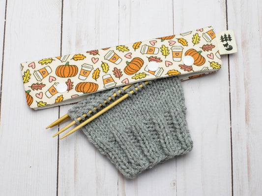 Étui pour aiguilles à chaussettes et DPN motif Saveurs d'automne