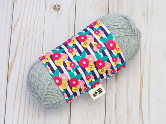 Chaussette à laine motif Fleurs et rayures