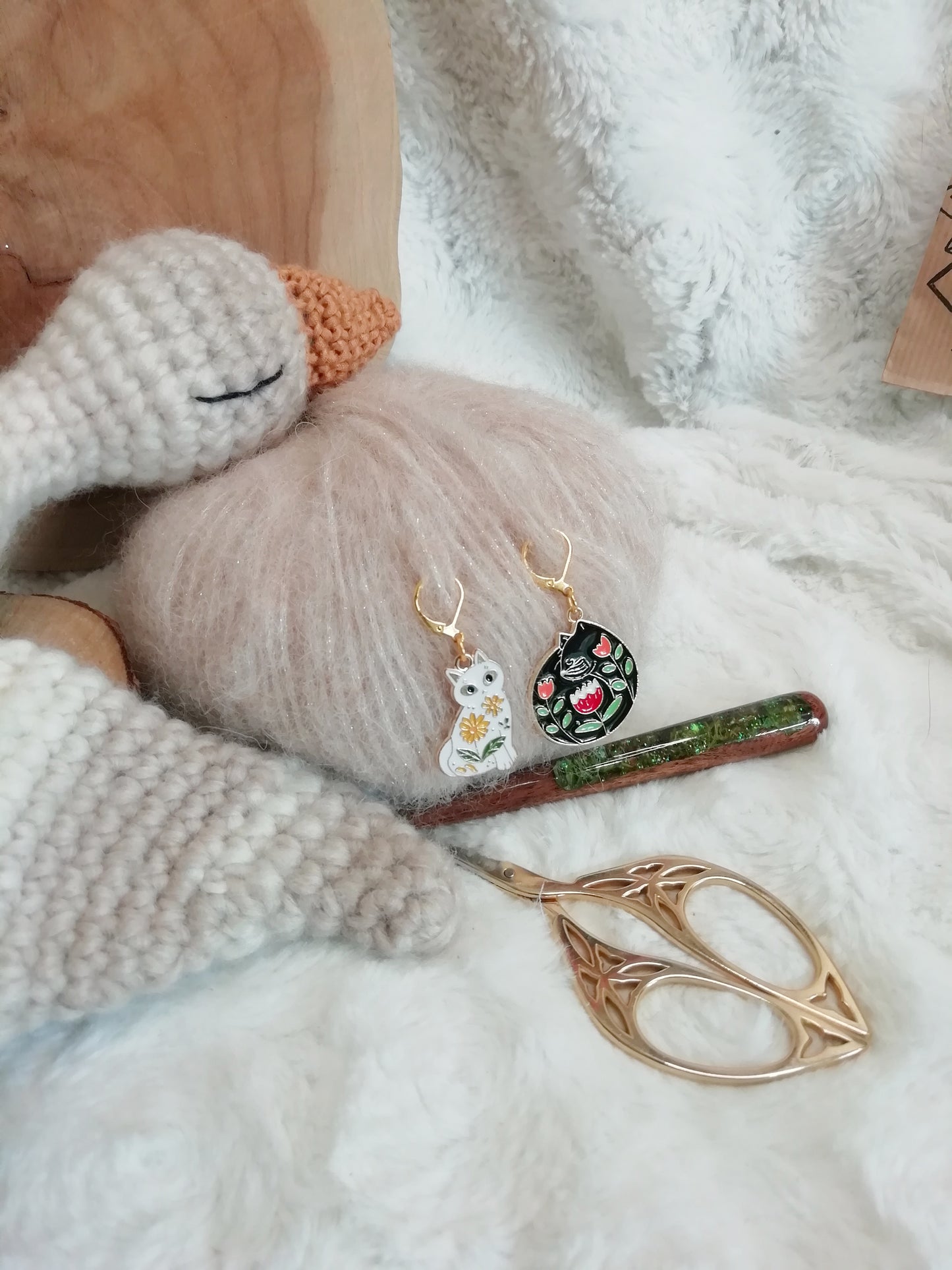 Stitch marker / marqueur de maille Chats noir et blanc