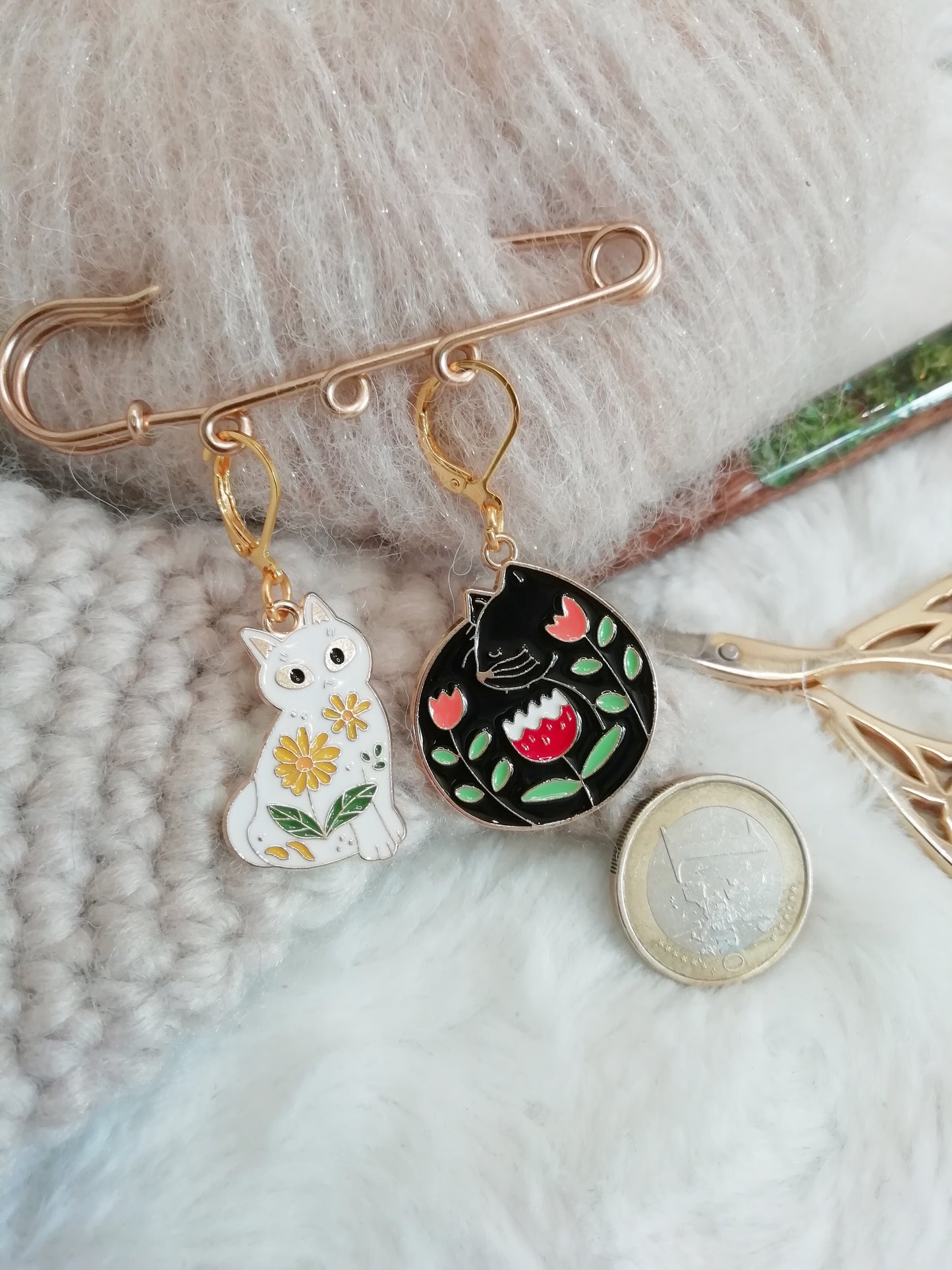 Stitch marker / marqueur de maille Chats noir et blanc