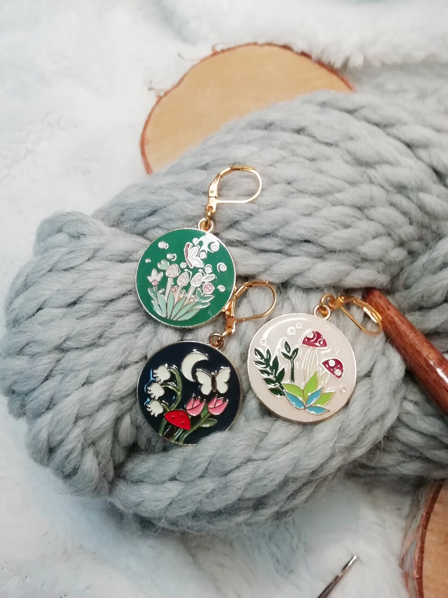 Stitch marker / marqueur de mailles Médailles champignons