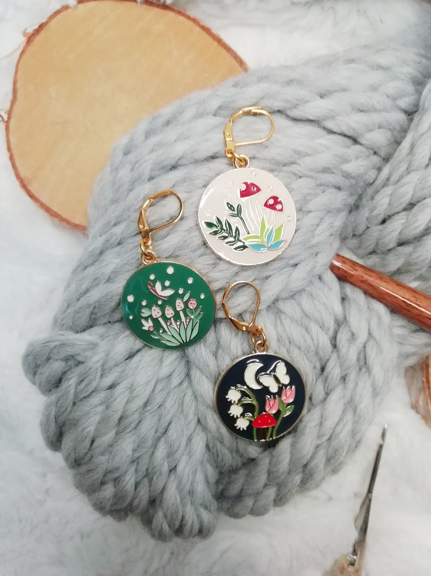 Stitch marker / marqueur de mailles Médailles champignons