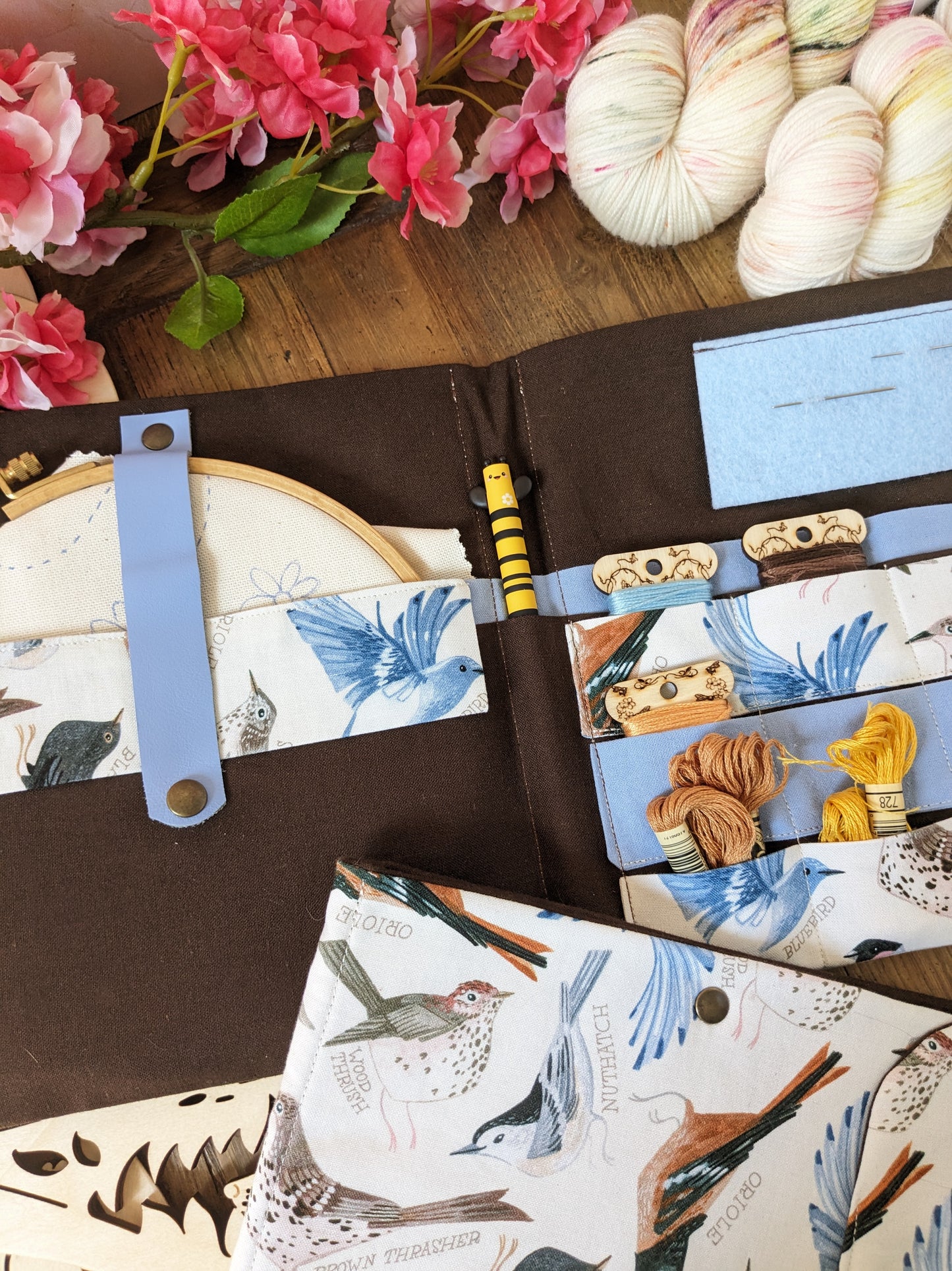 Pochette à broderie Oiseaux d'hiver