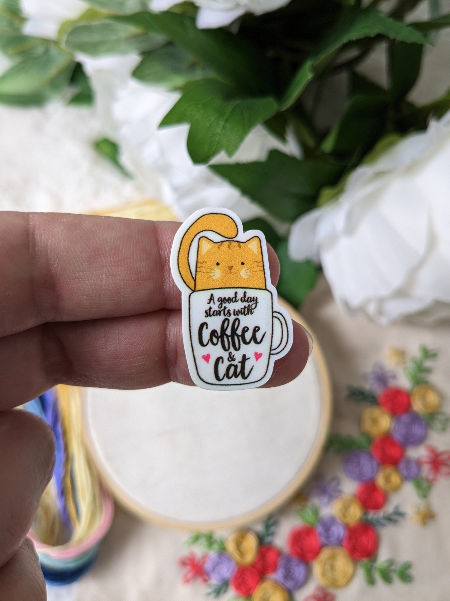 Magnetic needle holder / needle minder "Jug and plants", "Terrarium", "Cat and coffee" or "Leafy fox"